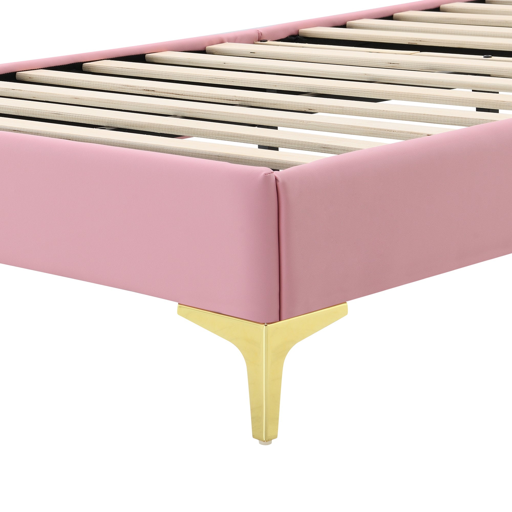 Logidon upholstered bed 90x200 cm pink white with LED strips