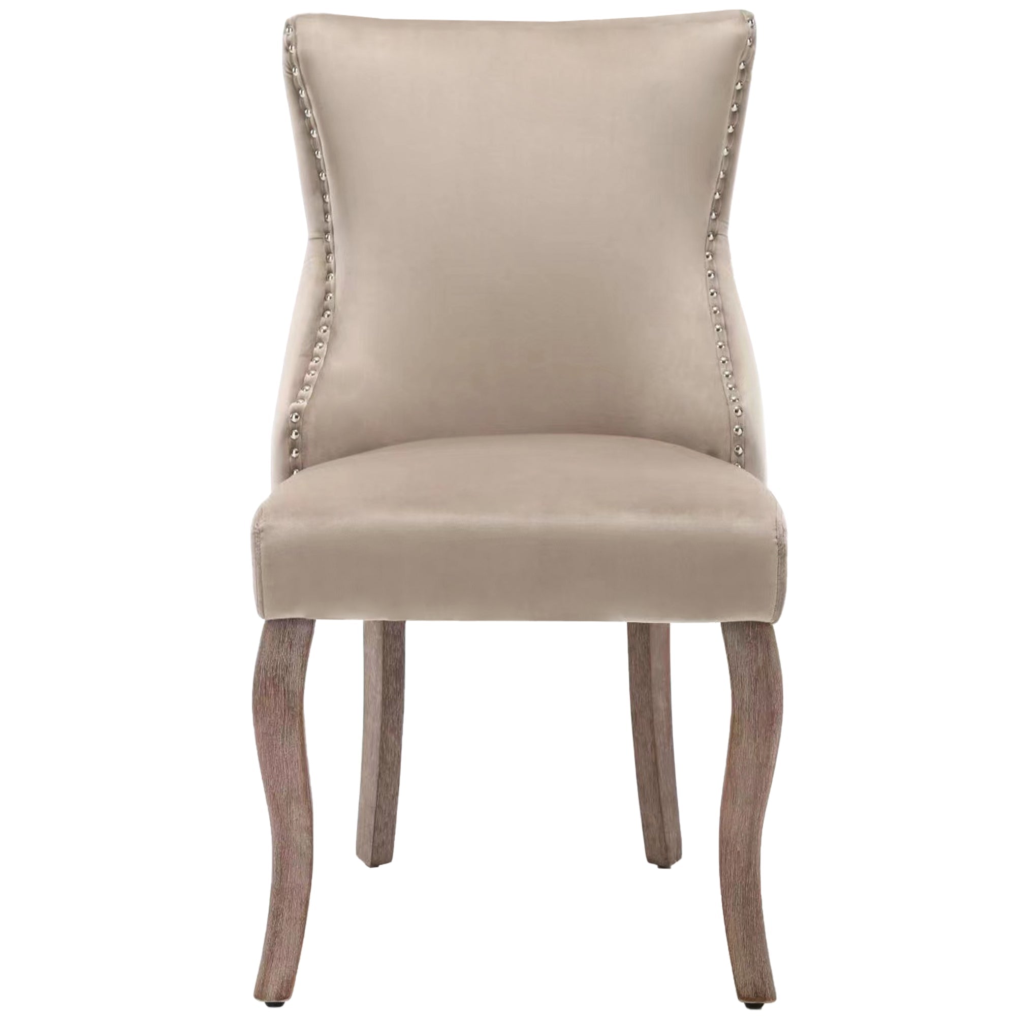Logidon Dining Chair Beige Velvet Set of 6 Button Quilting