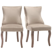 Logidon dining room chair beige velor button quilting nail head trim set of 2