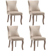 Logidon eetkamerstoel set van 4 beige fluwelen knoopquilt