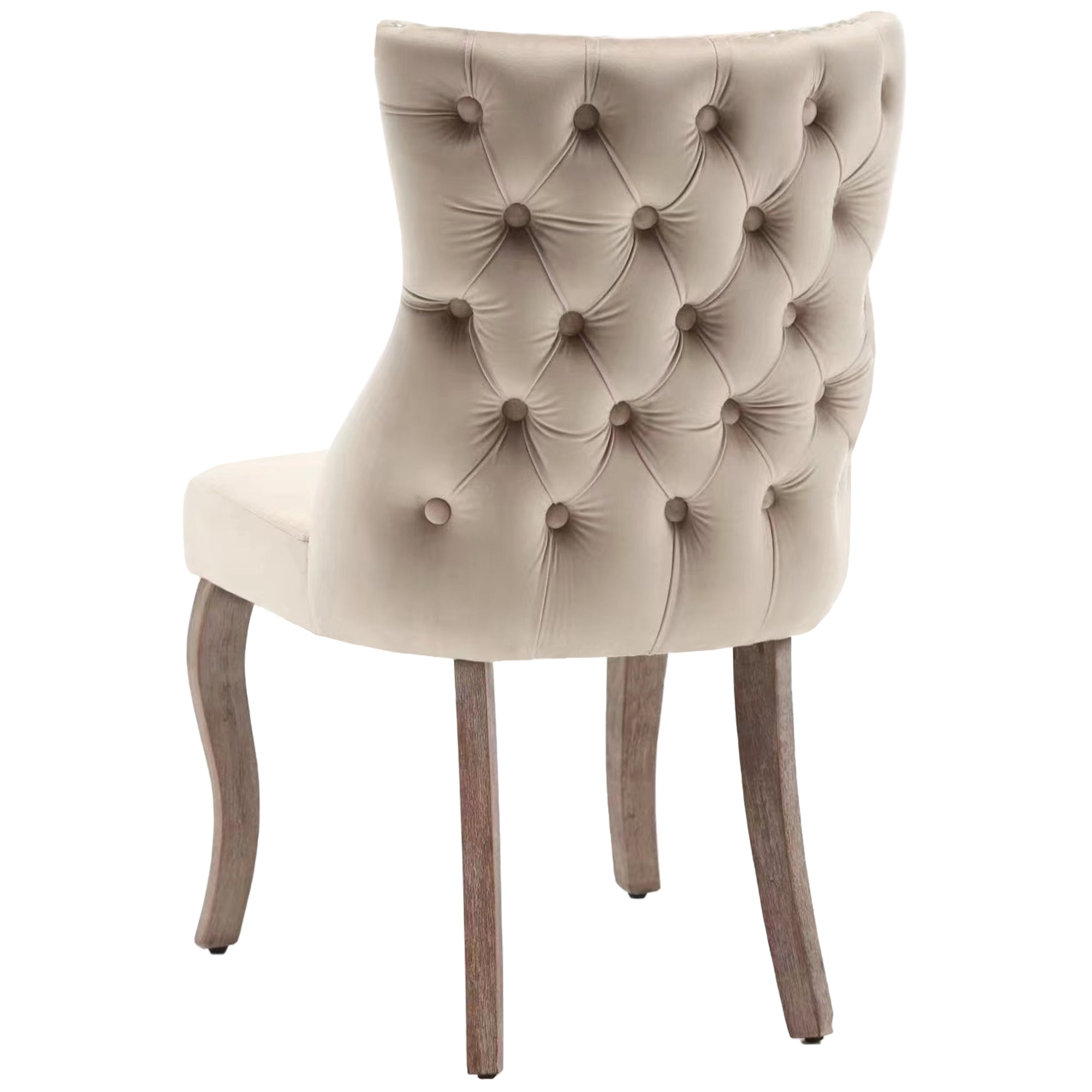 Logidon eetkamerstoel set van 4 beige fluwelen knoopquilt