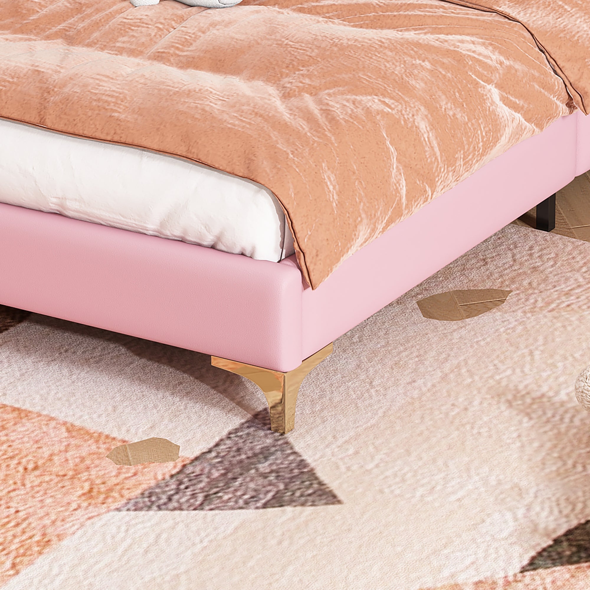 Logidon upholstered bed 90x200 cm pink white with LED strips