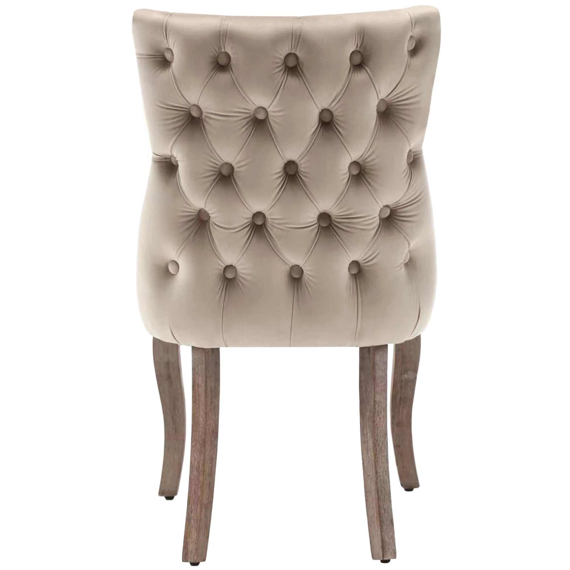Logidon Dining Chair Beige Velvet Set of 6 Button Quilting