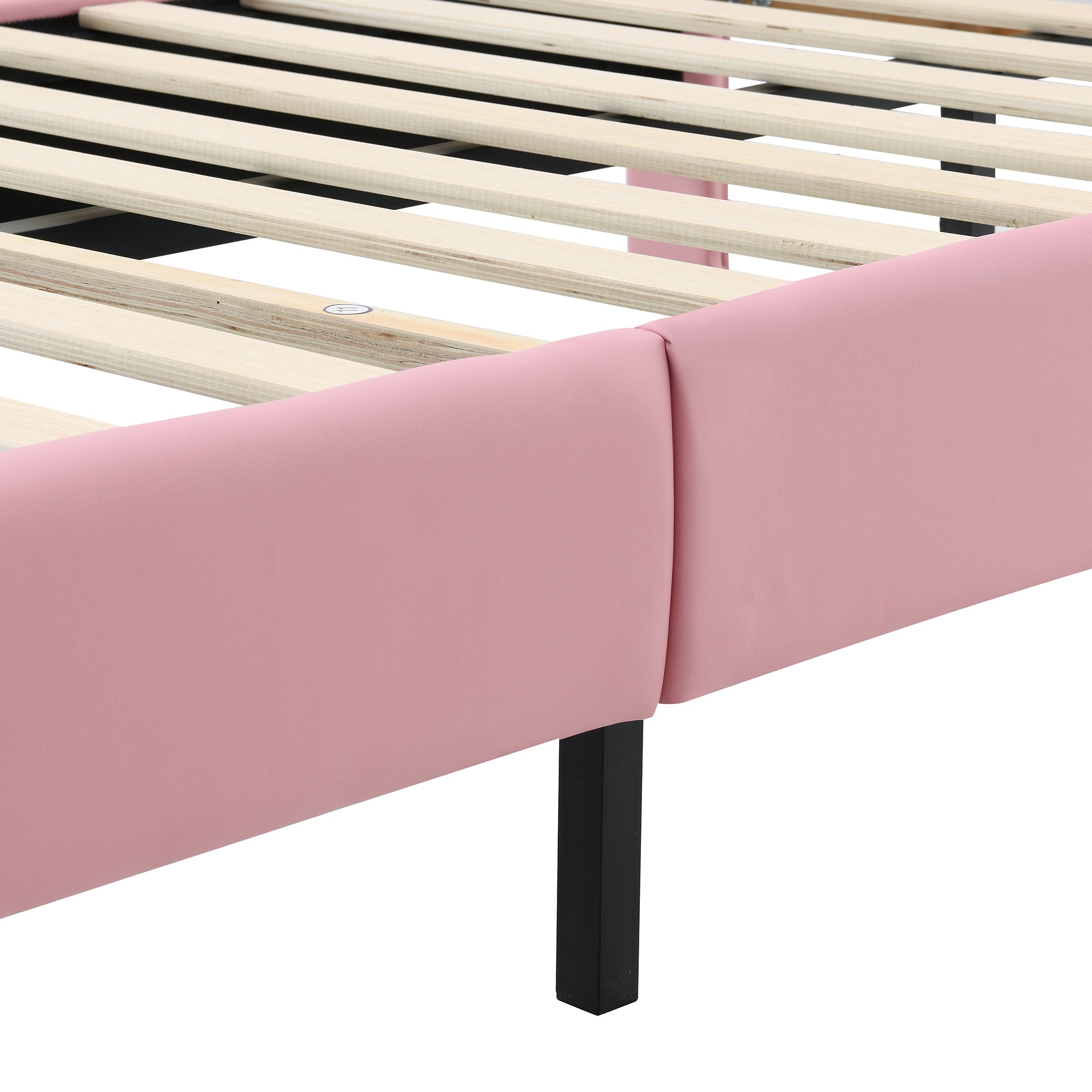 Logidon upholstered bed 90x200 cm pink white with LED strips