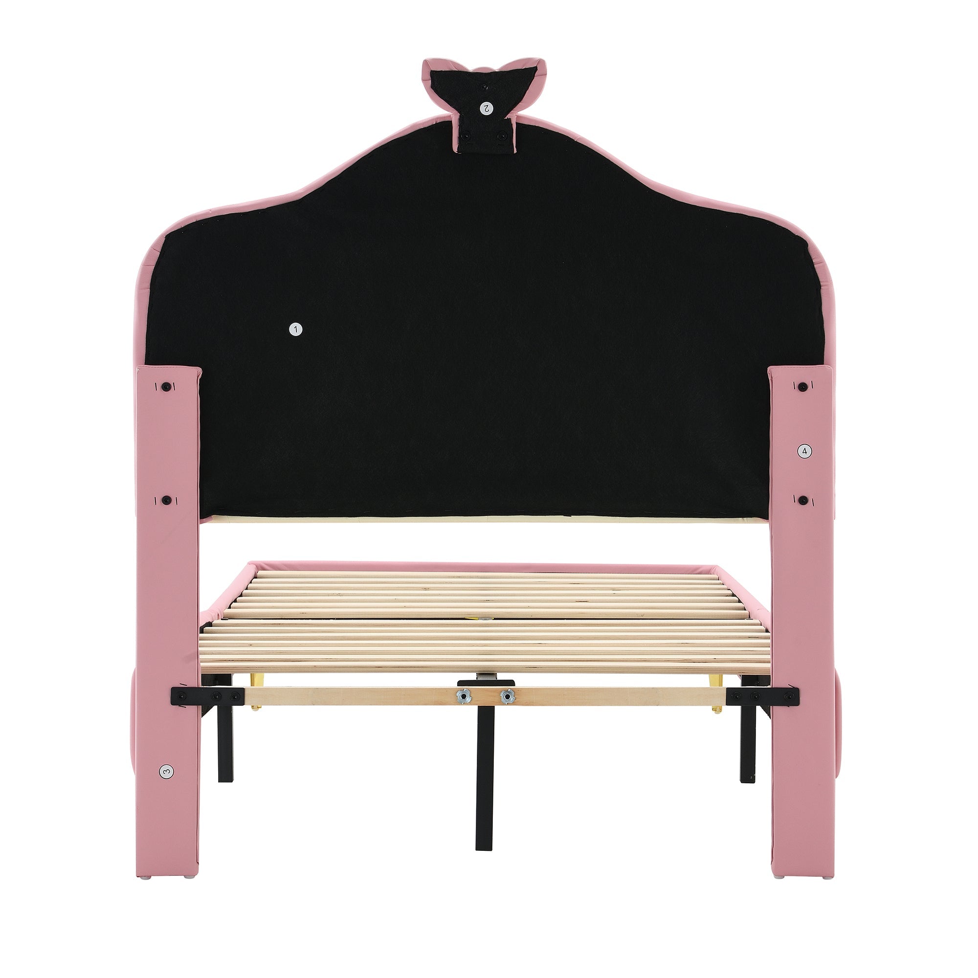 Logidon upholstered bed 90x200 cm pink white with LED strips