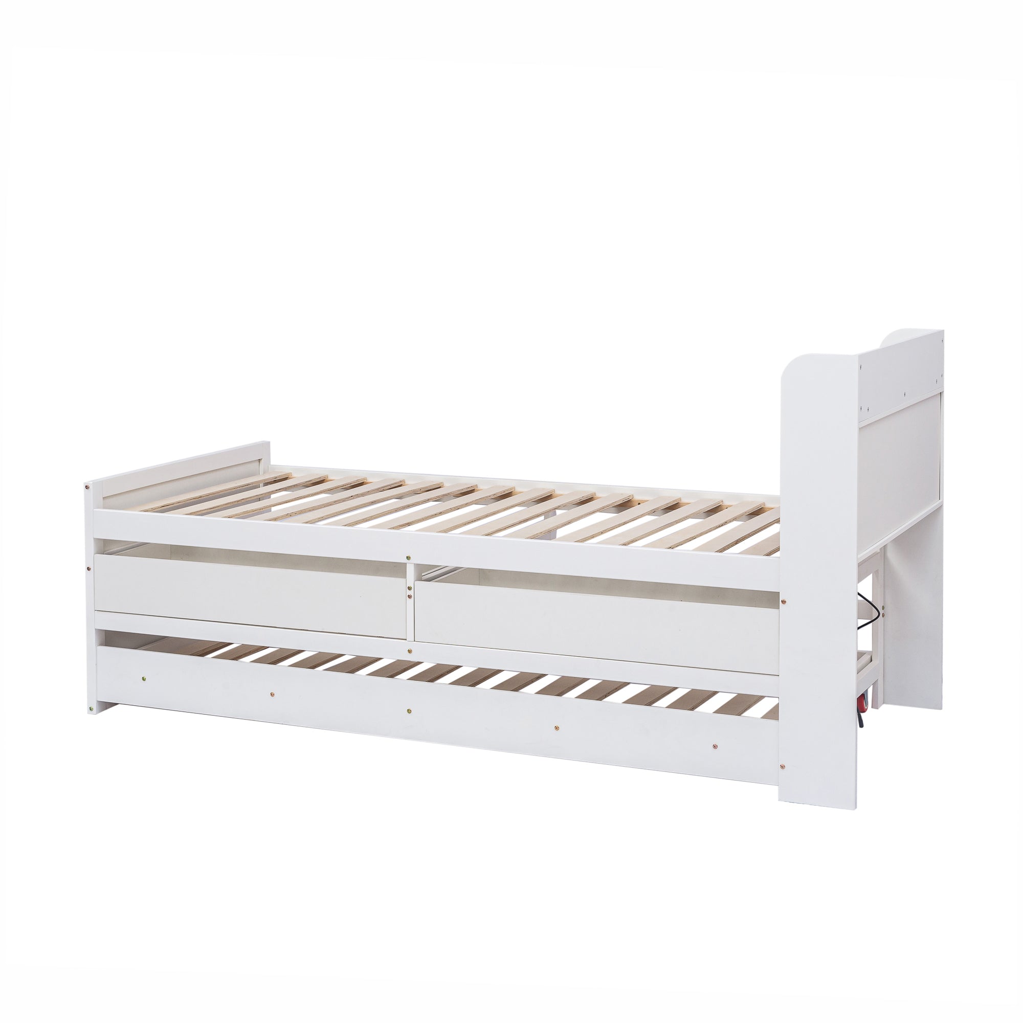 Logidon eenpersoonsbed 90x190 wit massief grenenhout met uittrekbare lade