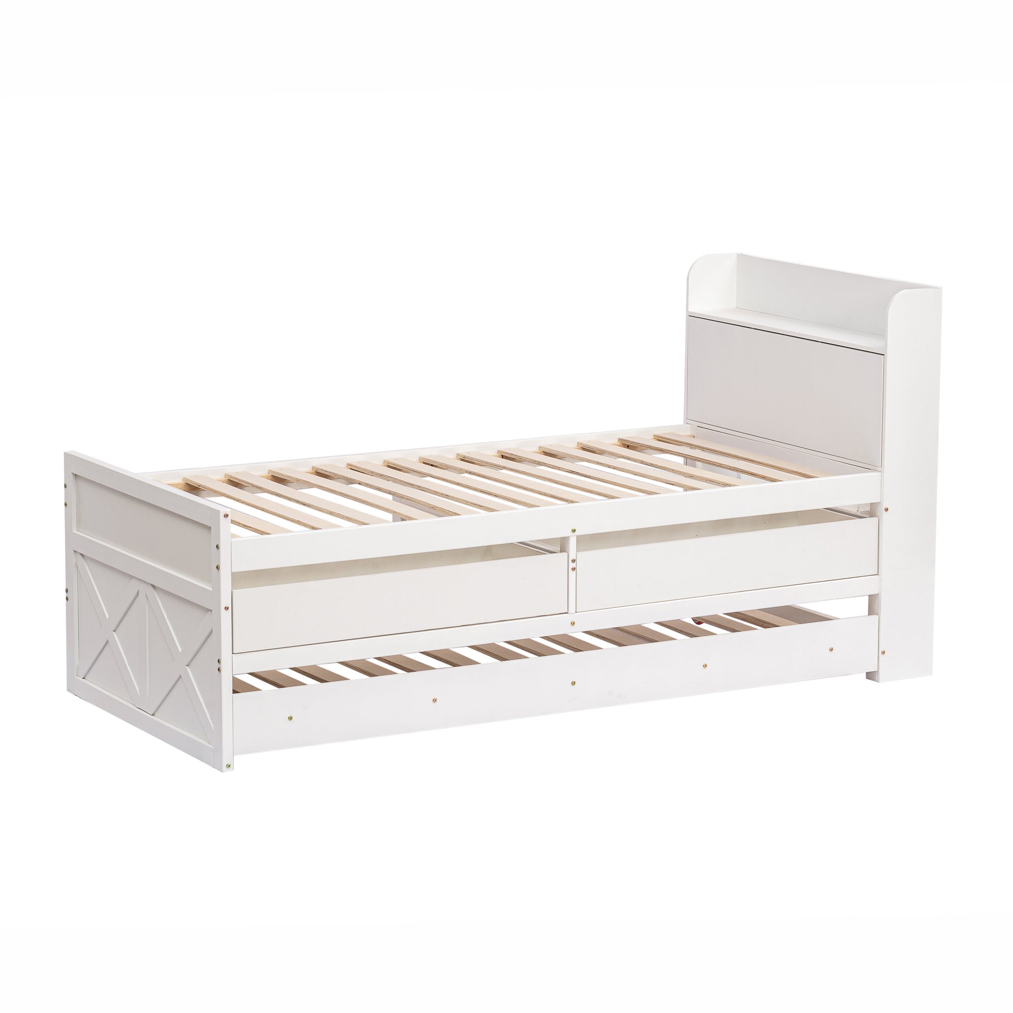 Logidon eenpersoonsbed 90x190 wit massief grenenhout met uittrekbare lade