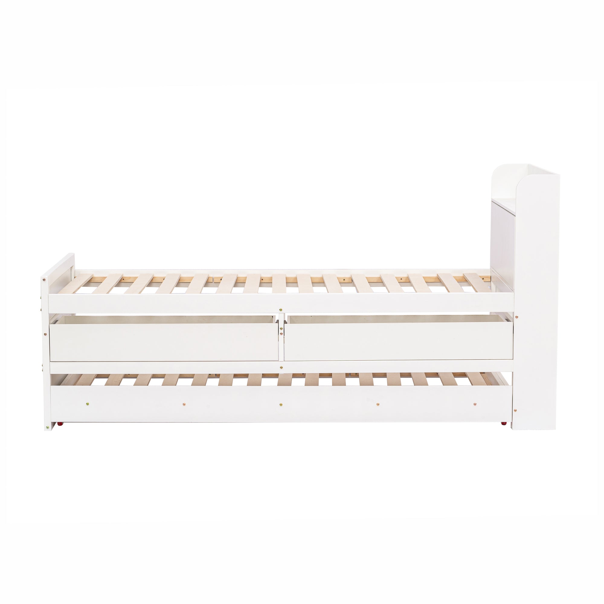 Logidon eenpersoonsbed 90x190 wit massief grenenhout met uittrekbare lade