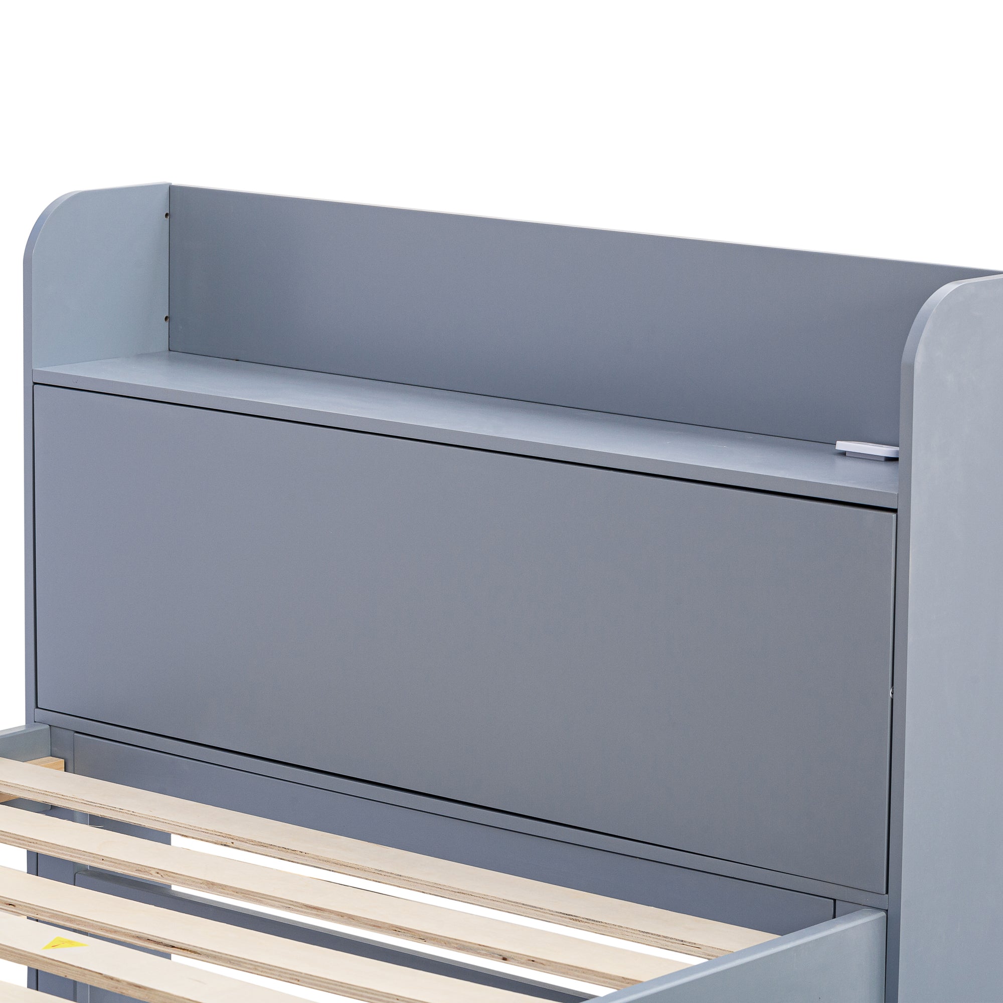 Logidon single bed solid wood gray 90x190 with pull-out drawer