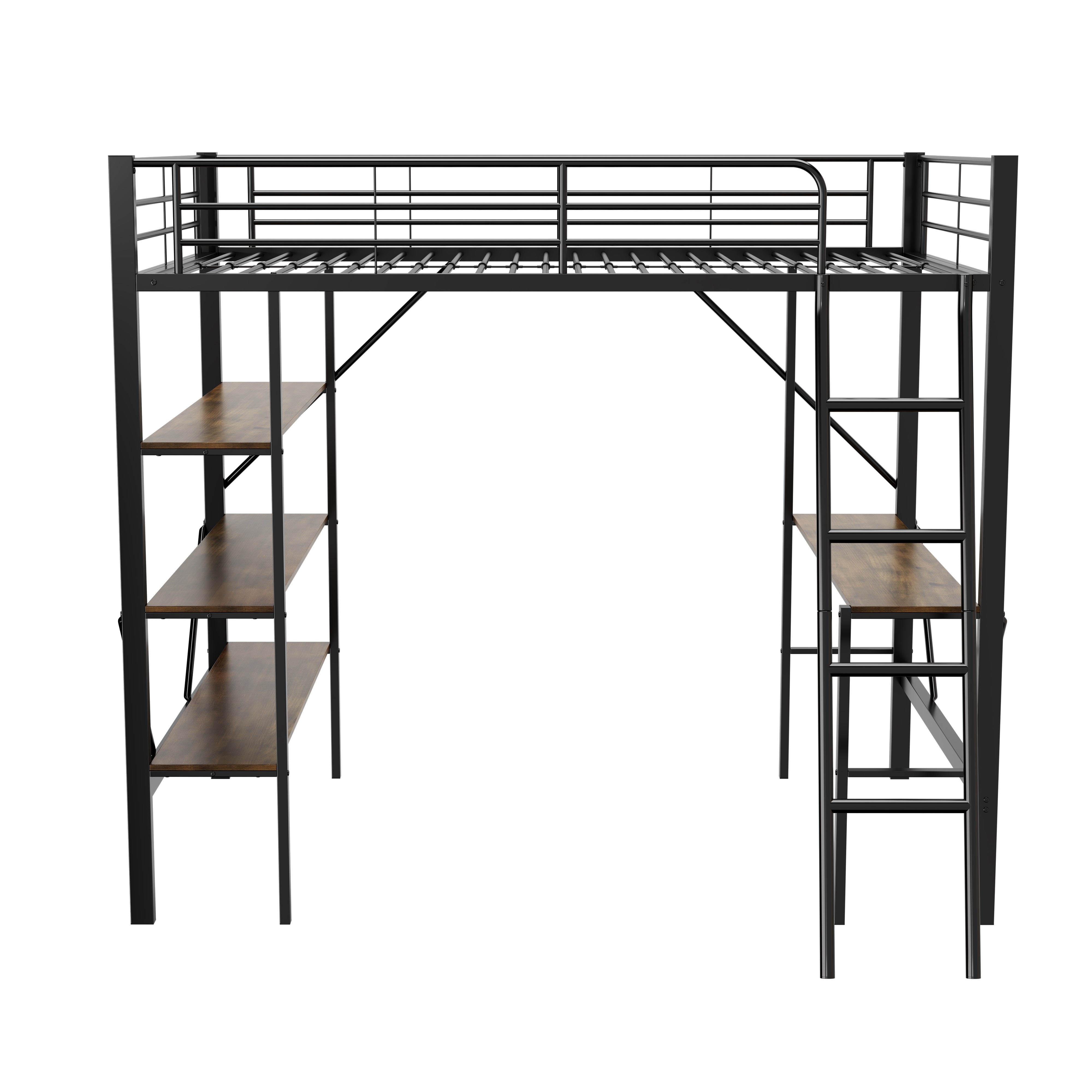 Logidon loft bed with desk 90x200 metal black brown