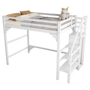 Logidon loft bed 140x200 cm white with slatted frame stairs wardrobe