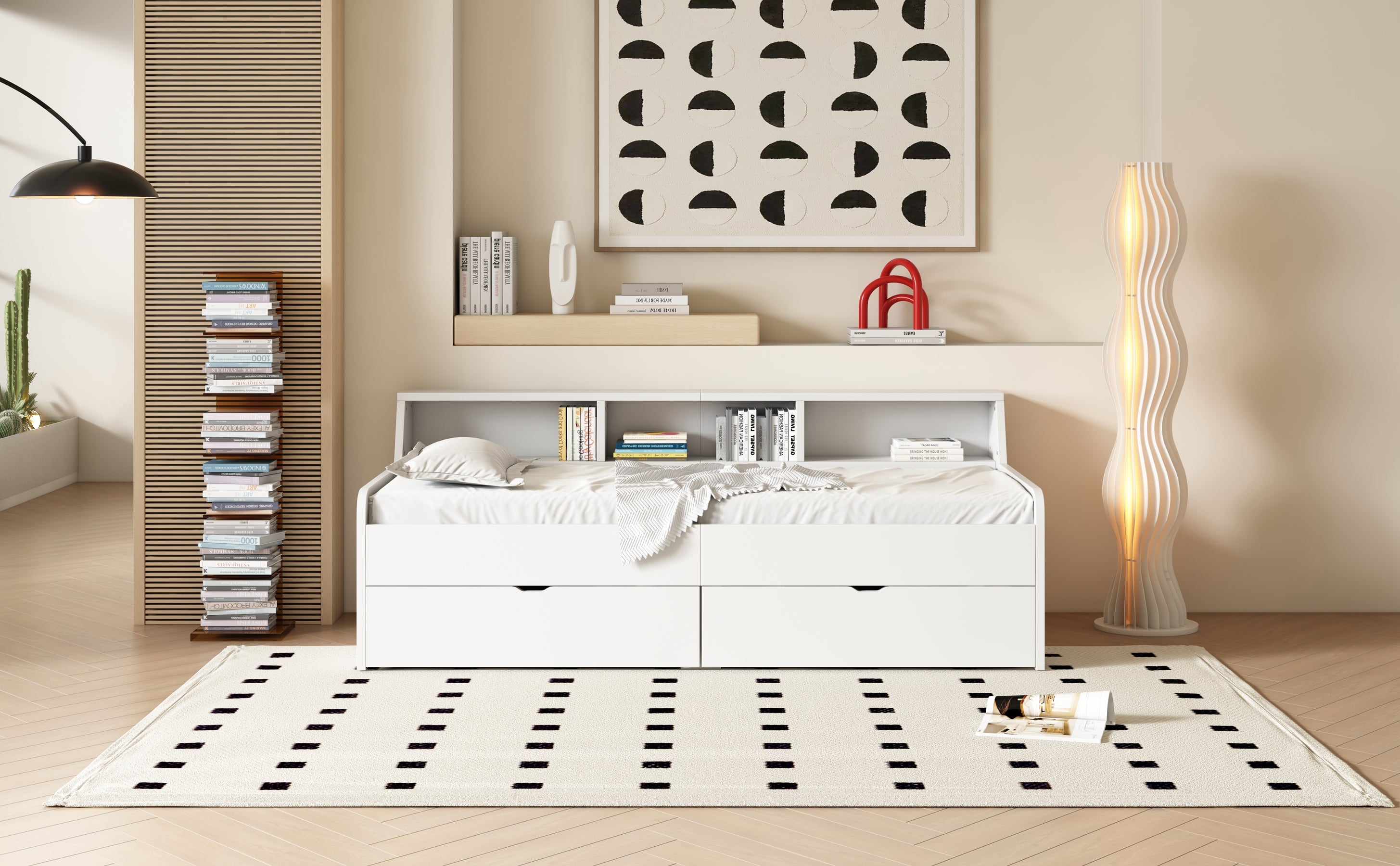 Logidon daybed 90x200 cm met opbergruimte en twee lades wit