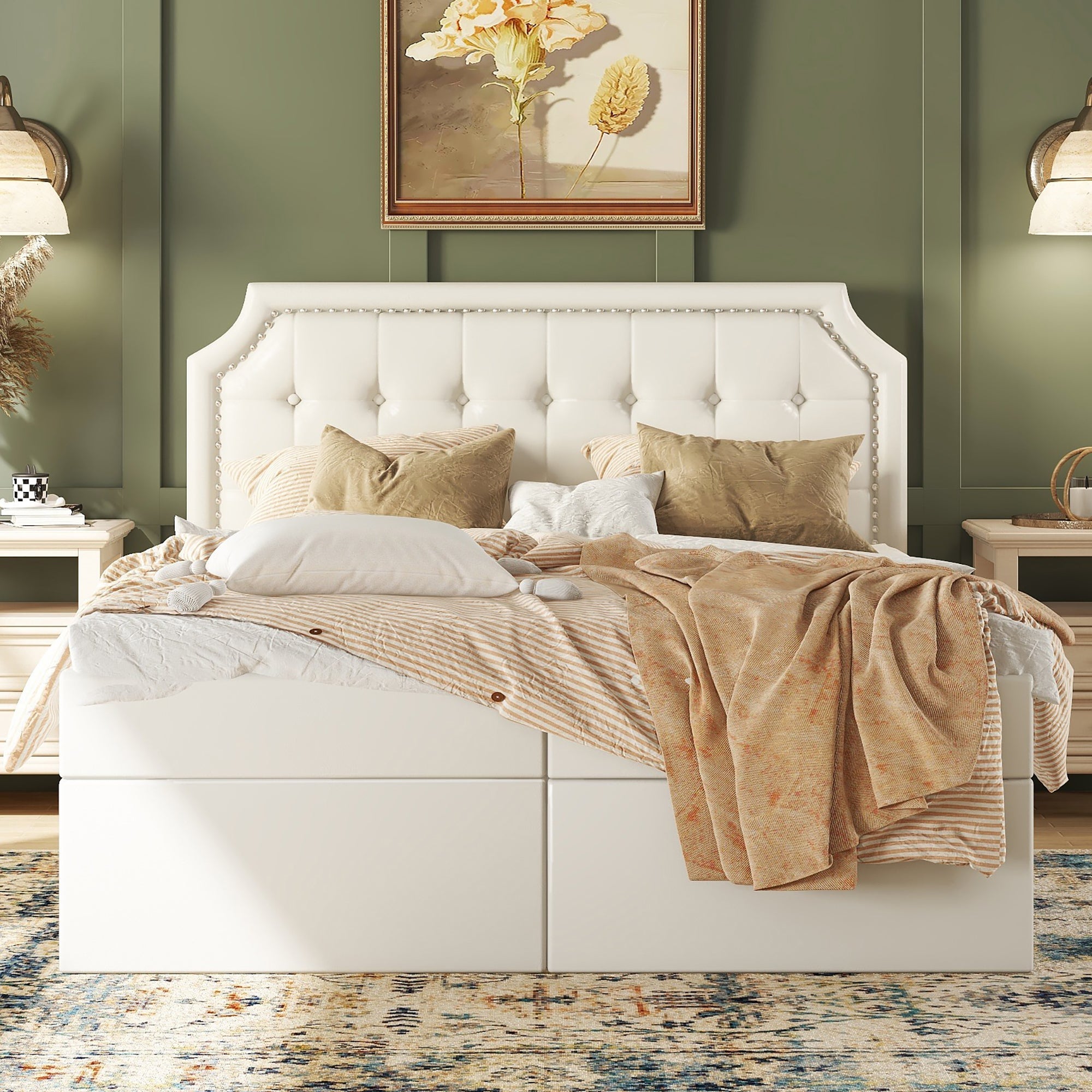 Logidon gestoffeerd bed 140x200 cm wit met aan beide zijden opening voor opbergruimte