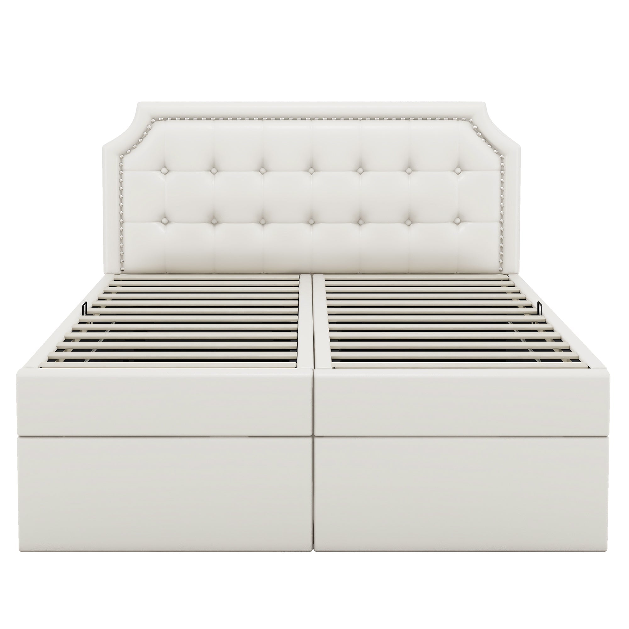 Logidon gestoffeerd bed 140x200 cm wit met aan beide zijden opening voor opbergruimte