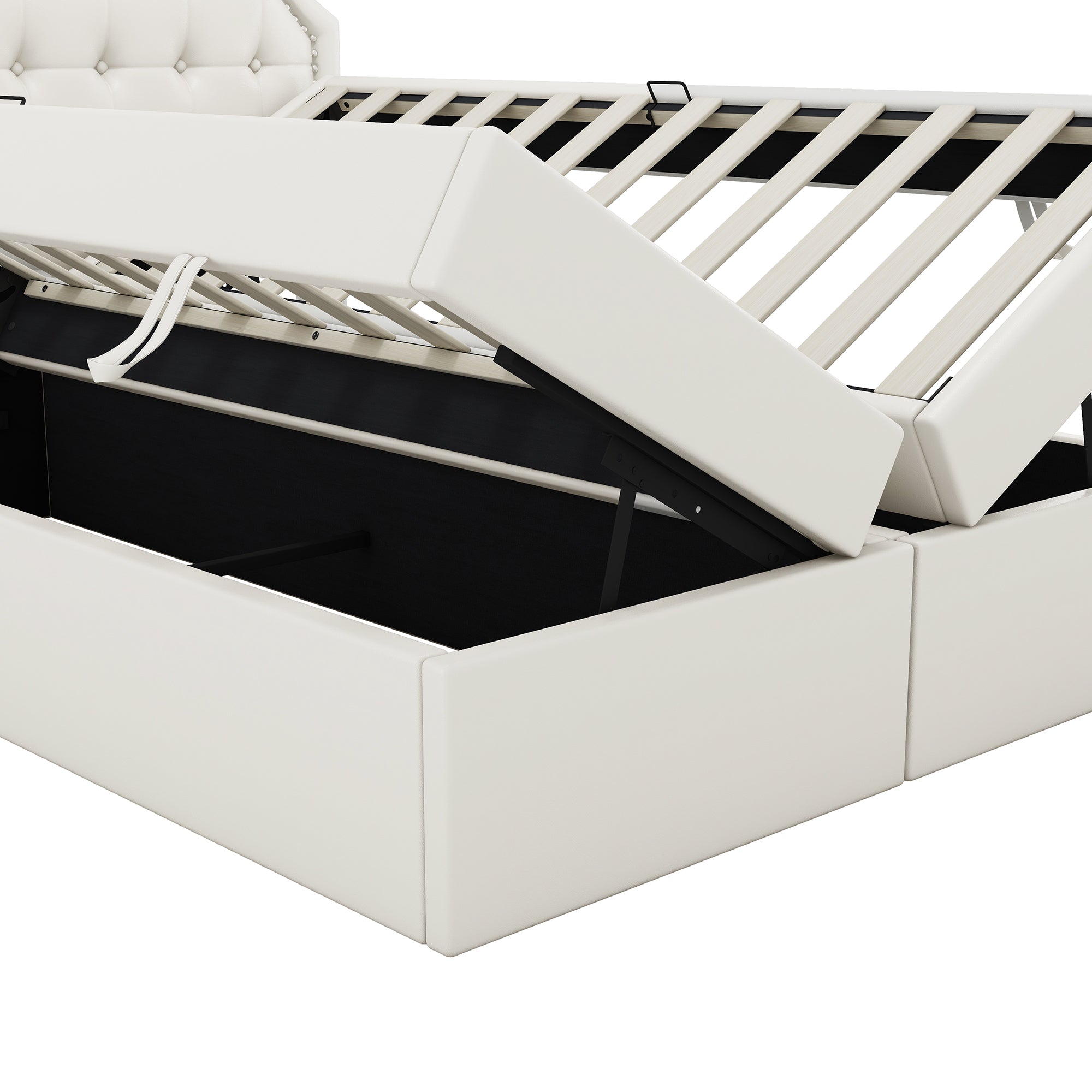 Logidon gestoffeerd bed 140x200 cm wit met aan beide zijden opening voor opbergruimte