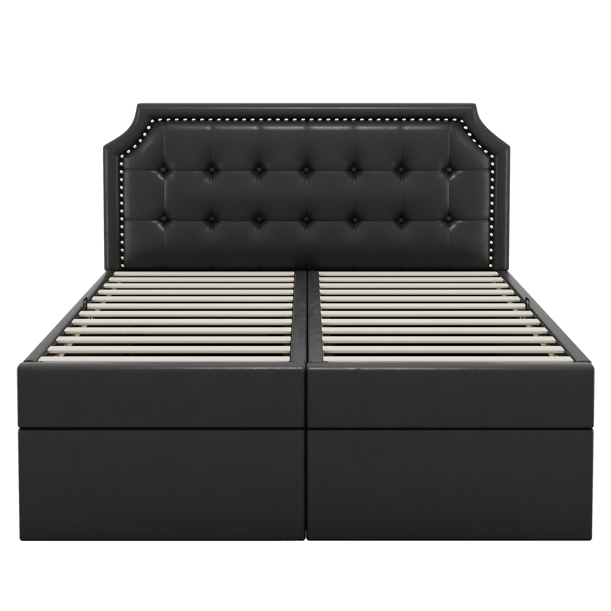 Logidon 140x200 cm gestoffeerd bed zwart met opbergruimte en lattenbodem