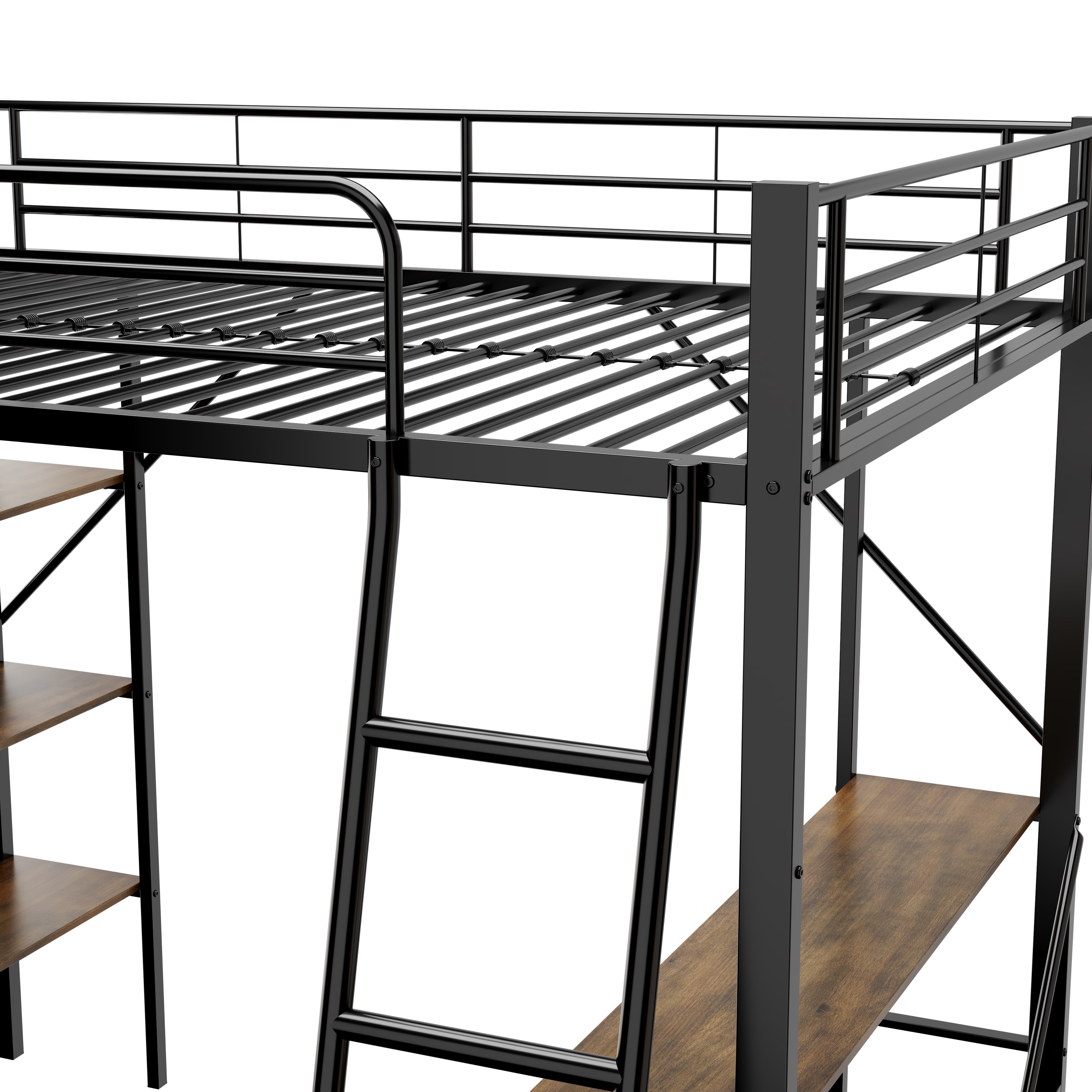 Logidon loft bed with desk 90x200 metal black brown