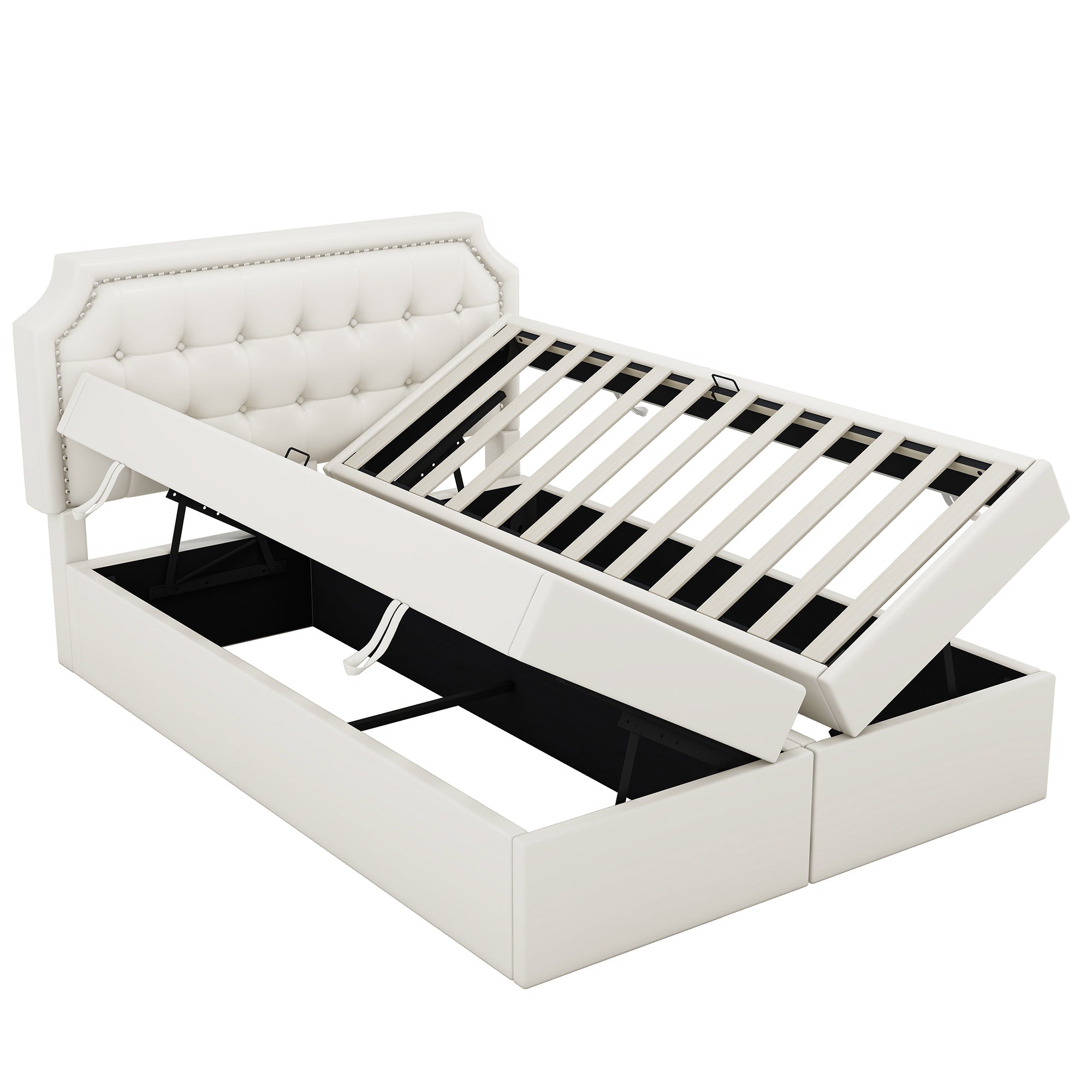 Logidon gestoffeerd bed 140x200 cm wit met aan beide zijden opening voor opbergruimte