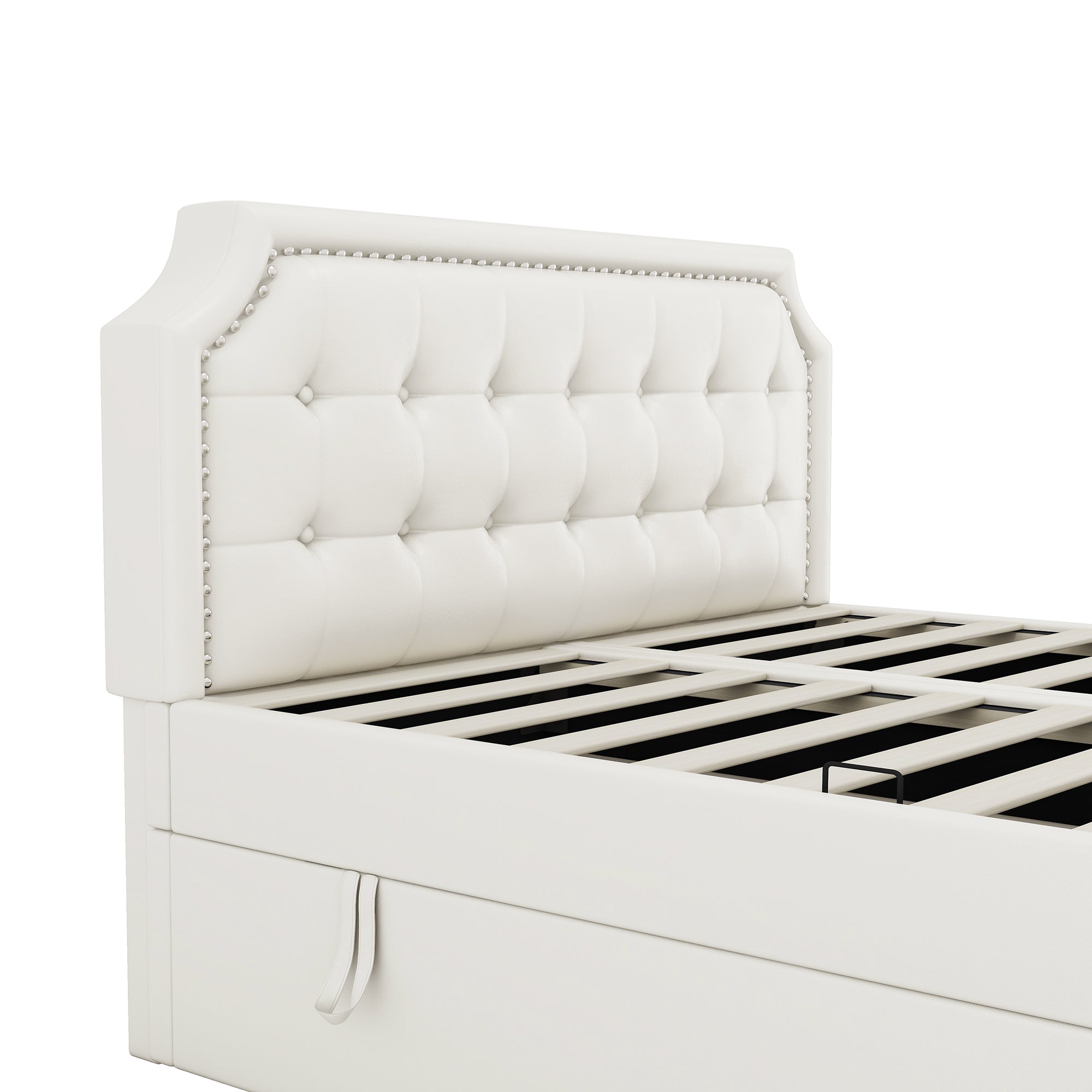 Logidon gestoffeerd bed 140x200 cm wit met aan beide zijden opening voor opbergruimte