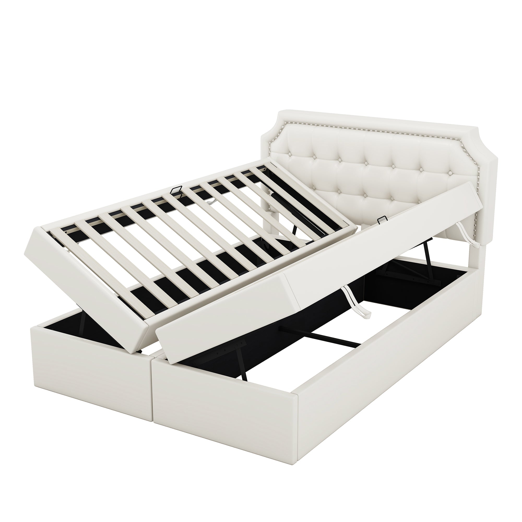 Logidon gestoffeerd bed 140x200 cm wit met aan beide zijden opening voor opbergruimte