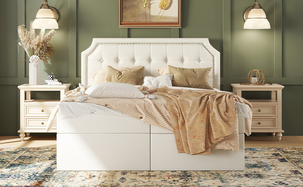 Logidon gestoffeerd bed 140x200 cm wit met aan beide zijden opening voor opbergruimte
