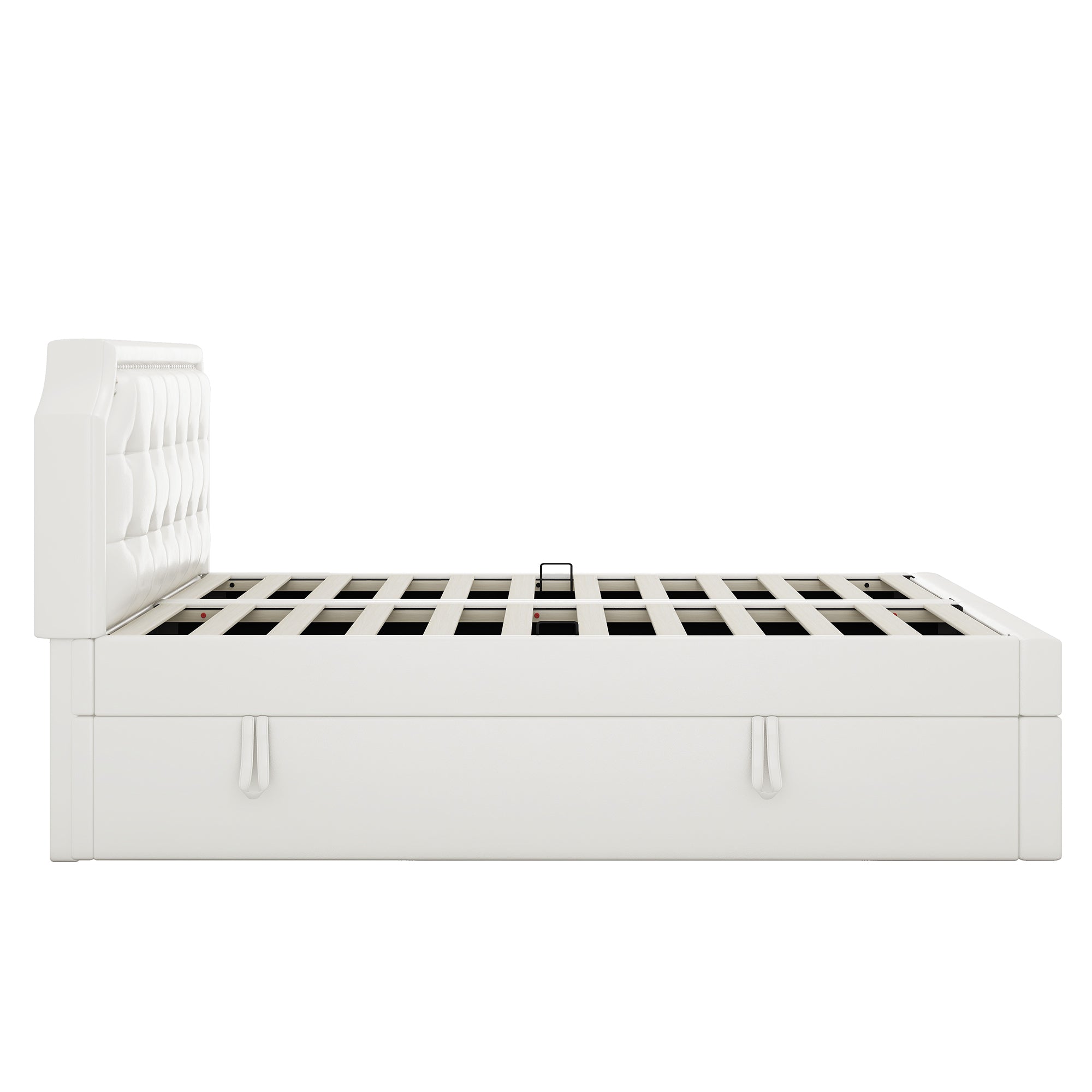 Logidon gestoffeerd bed 140x200 cm wit met aan beide zijden opening voor opbergruimte