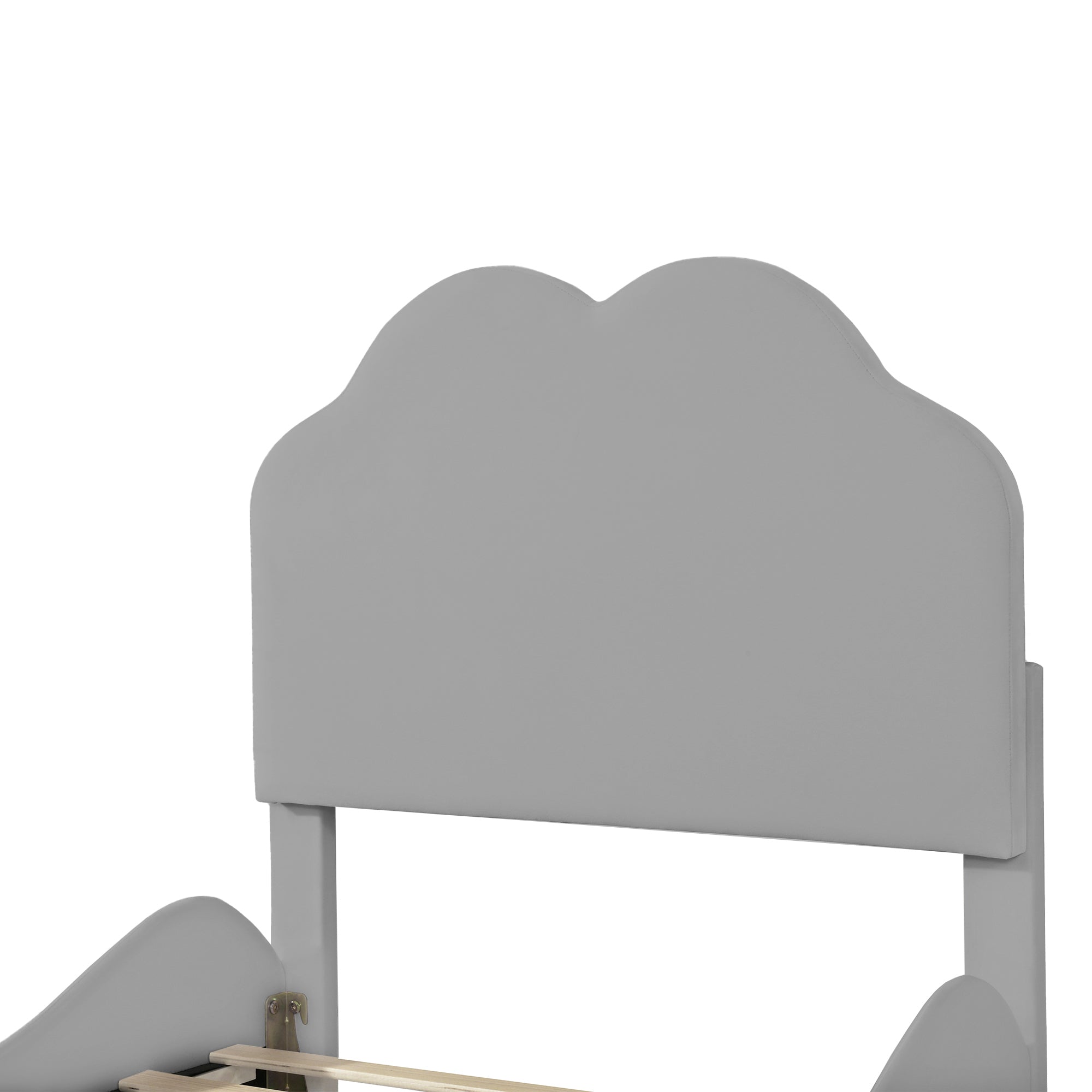 Logidon gestoffeerd bed 90x200 cm met wolkenhoofdbord en voeteinde grijs fluweel