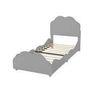Logidon gestoffeerd bed 90x200 cm met wolkenhoofdbord en voeteinde grijs fluweel