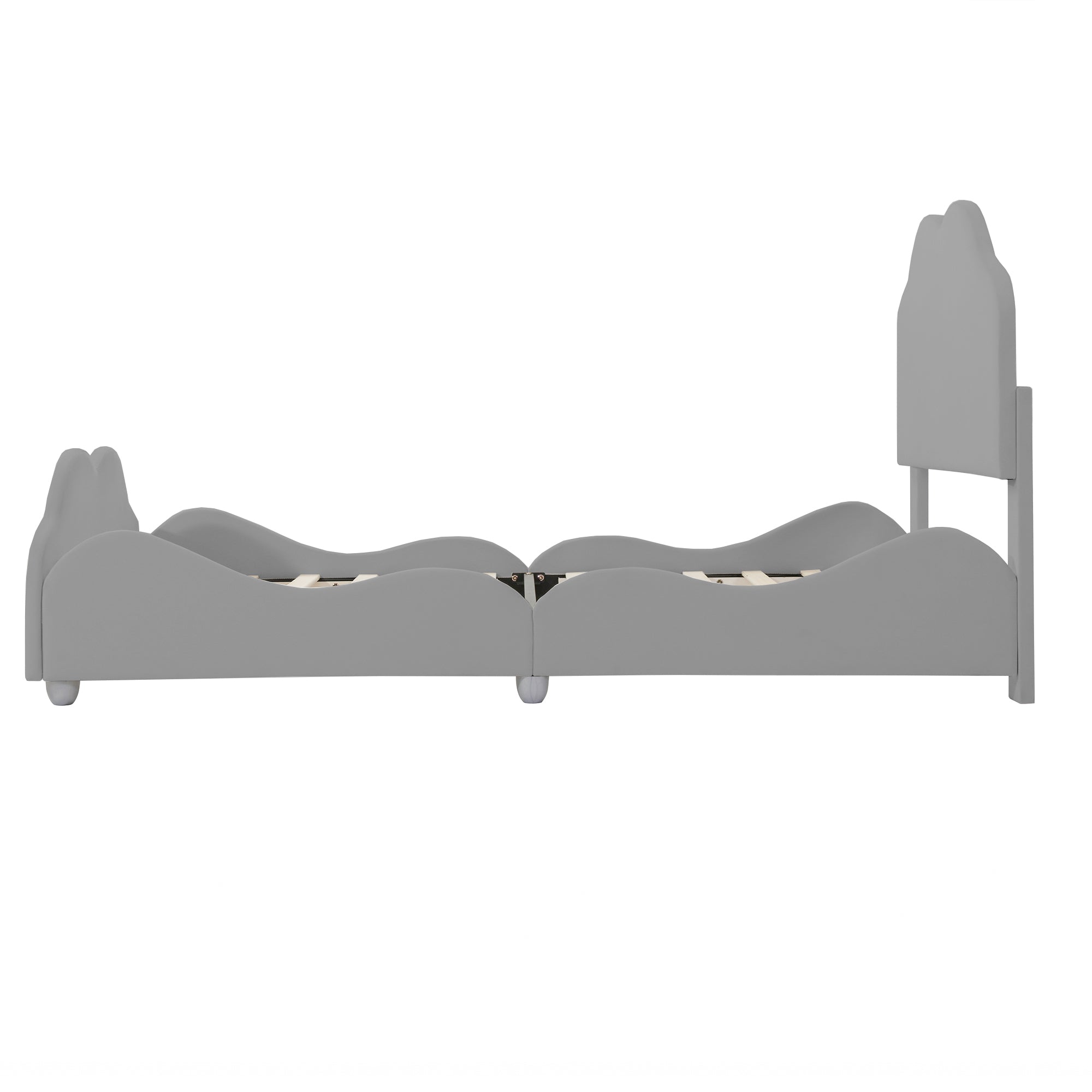 Logidon gestoffeerd bed 90x200 cm met wolkenhoofdbord en voeteinde grijs fluweel