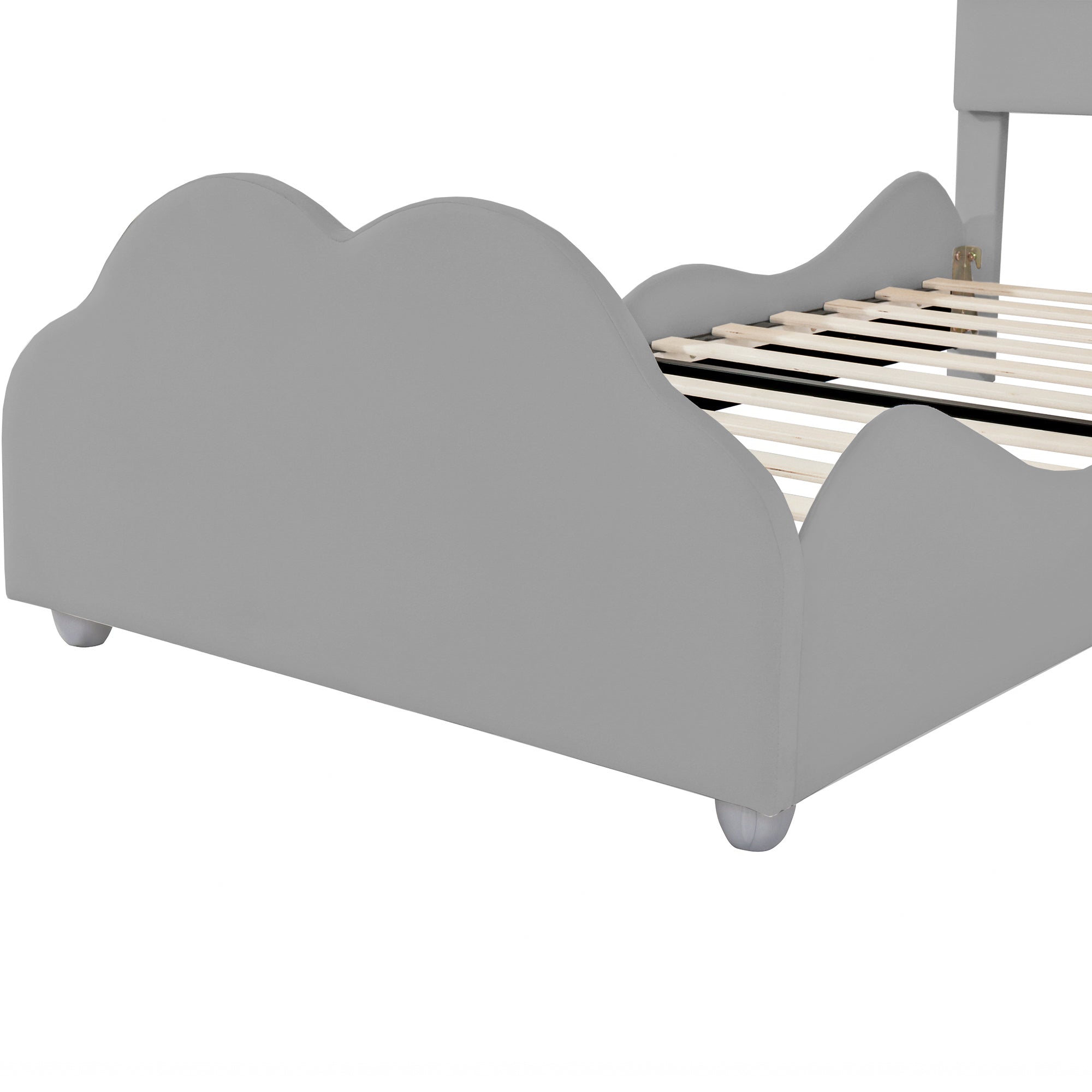 Logidon gestoffeerd bed 90x200 cm met wolkenhoofdbord en voeteinde grijs fluweel