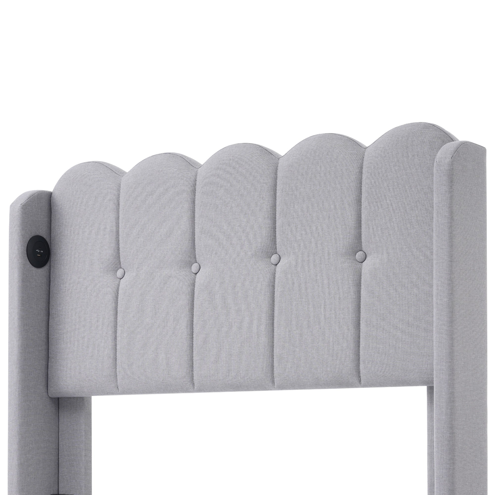 Logidon Gestoffeerd bed 90x200 CM Grijs USB Type C Oplaadfunctie Inclusief Matras