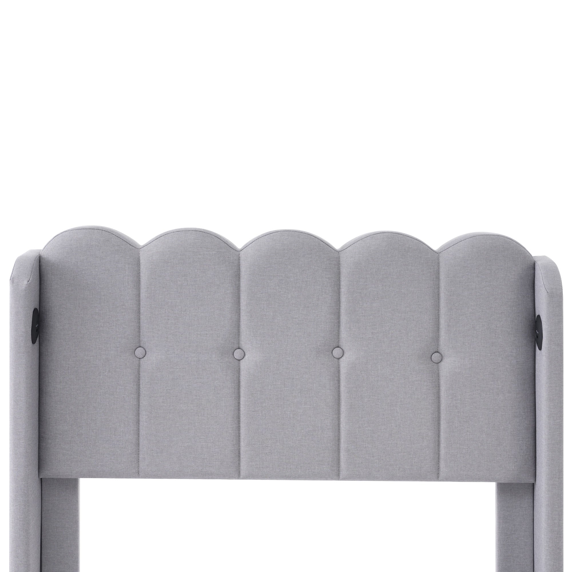 Logidon gestoffeerd bed 90x200 grijs met USB Type C oplaadfunctie lattenbodem
