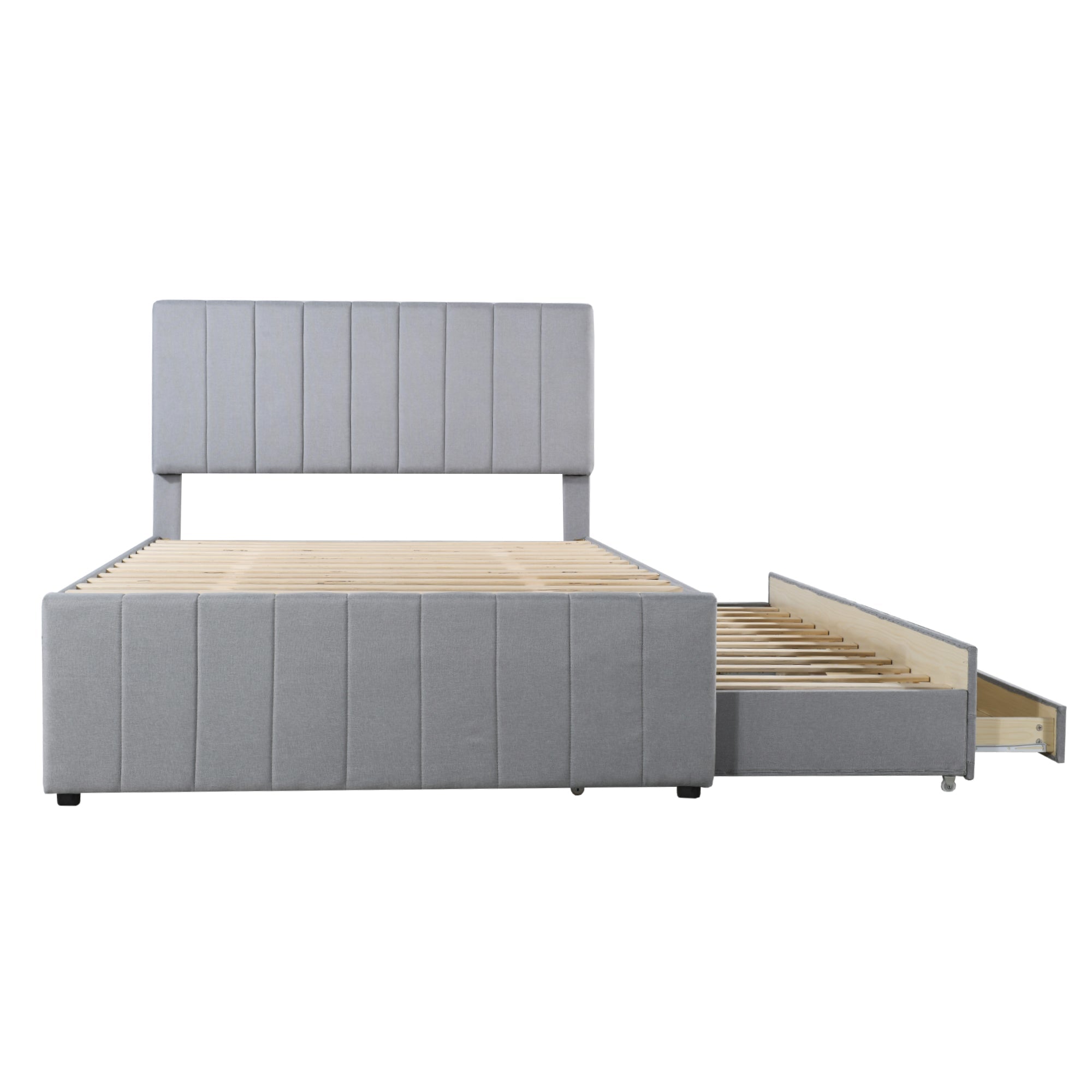 Logidon gestoffeerd bed 140 x 200 cm met uitschuifbaar bed en lades grijs