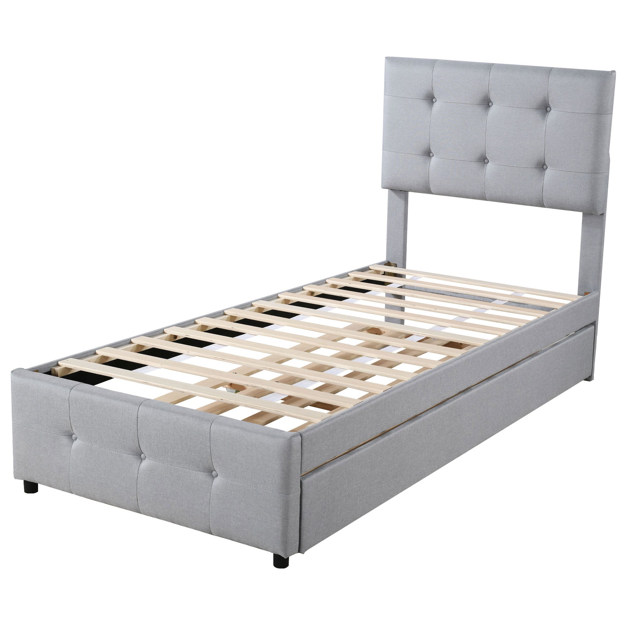 Logidon Upholstered Bed 90x200 Gray Extendable Bed Headboard Adjustable