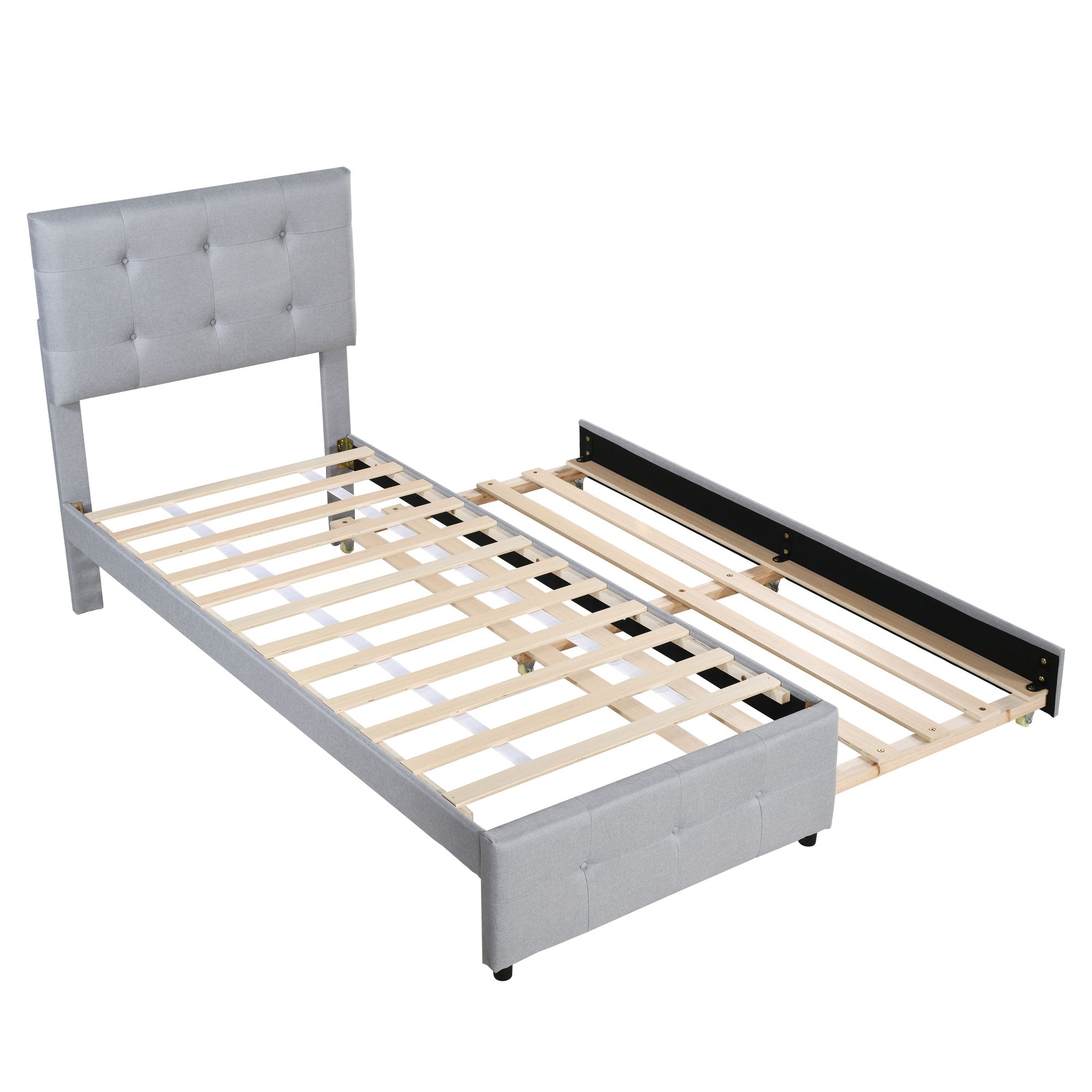 Logidon Upholstered Bed 90x200 Gray Extendable Bed Headboard Adjustable