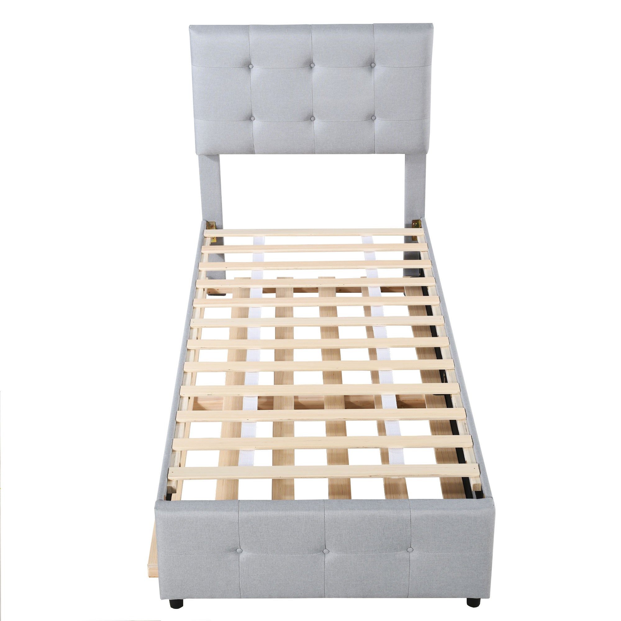Logidon Upholstered Bed 90x200 Gray Extendable Bed Headboard Adjustable