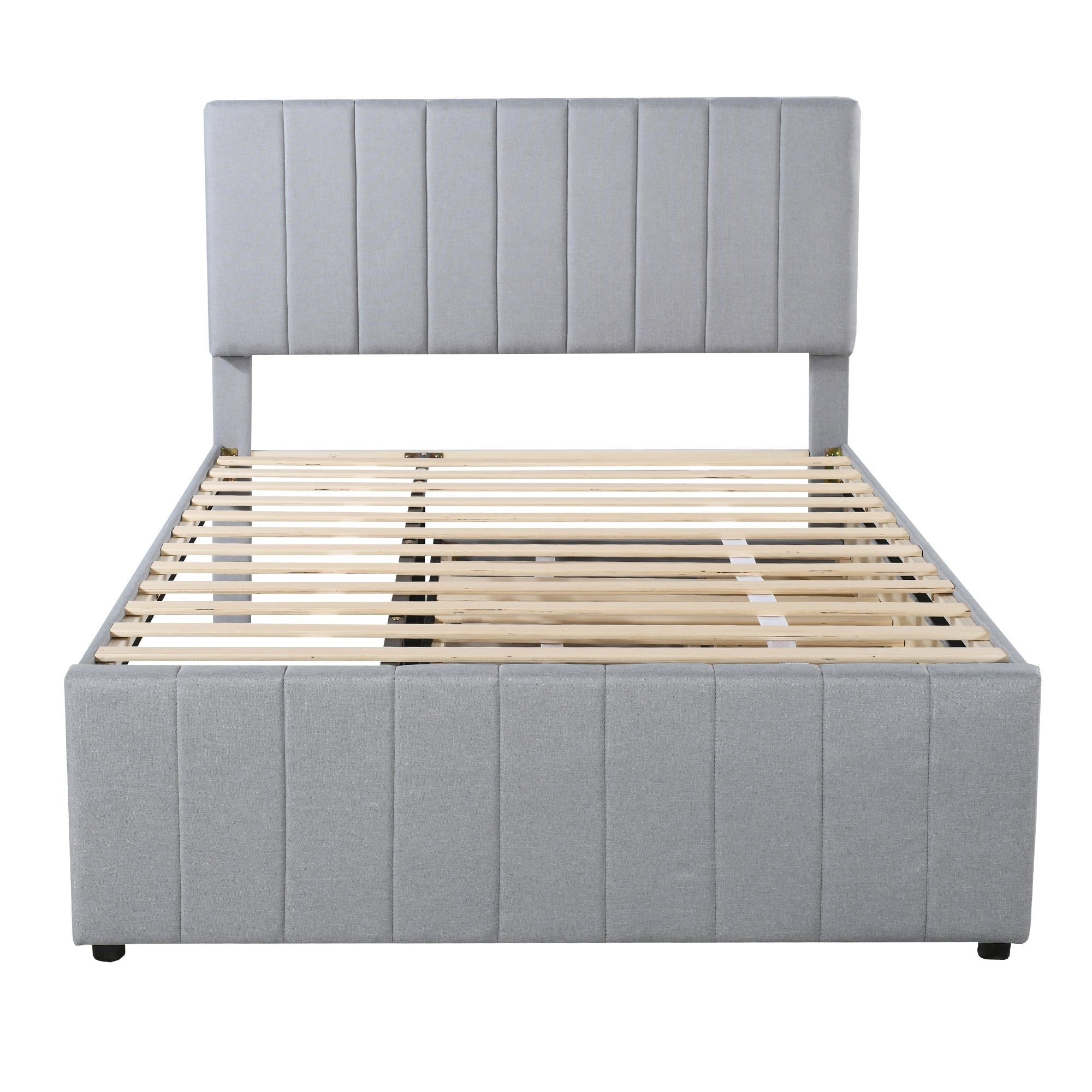 Logidon gestoffeerd bed 140 x 200 cm met uitschuifbaar bed en lades grijs