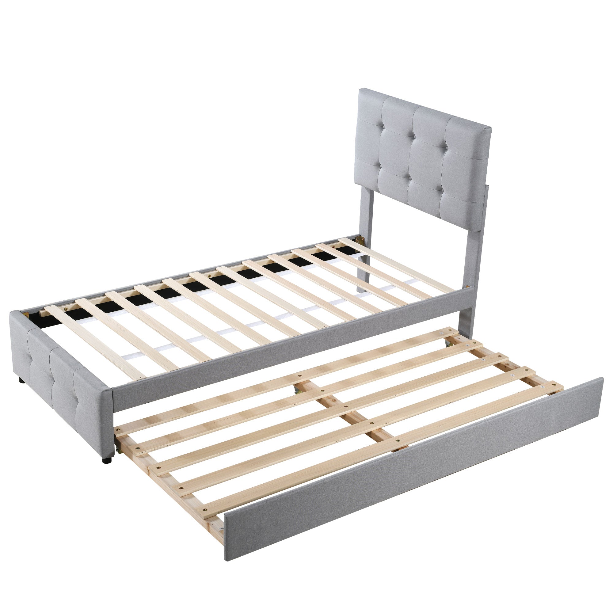Logidon Upholstered Bed 90x200 Gray Extendable Bed Headboard Adjustable