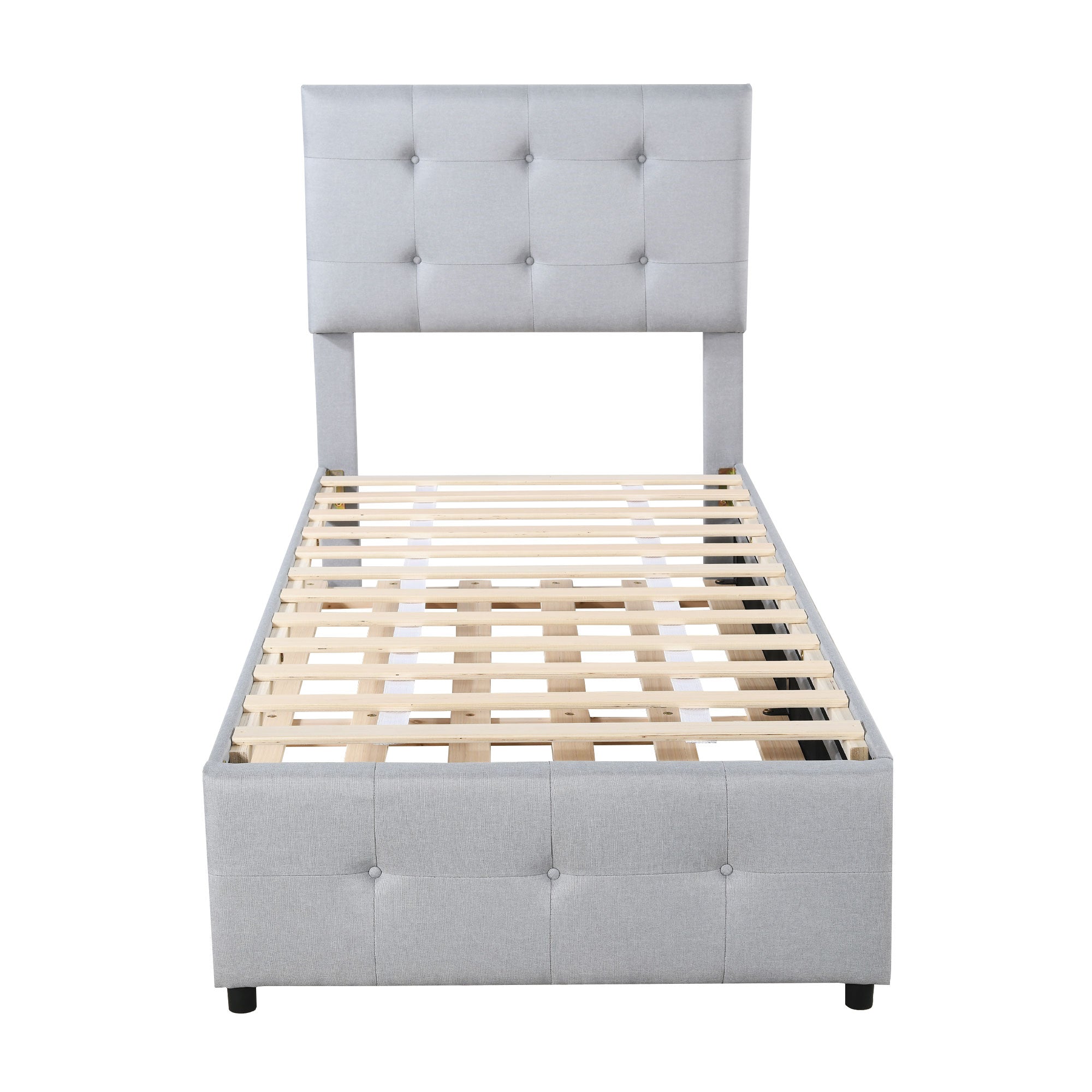 Logidon Upholstered Bed 90x200 Gray Extendable Bed Headboard Adjustable