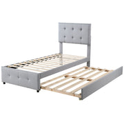 Logidon Upholstered Bed 90x200 Gray Extendable Bed Headboard Adjustable