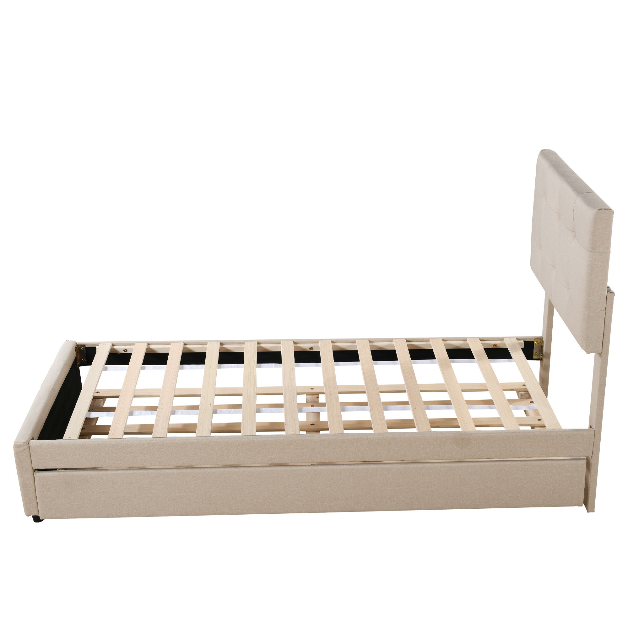 Logidon gestoffeerd bed 90x200 beige uitschuifbaar bed