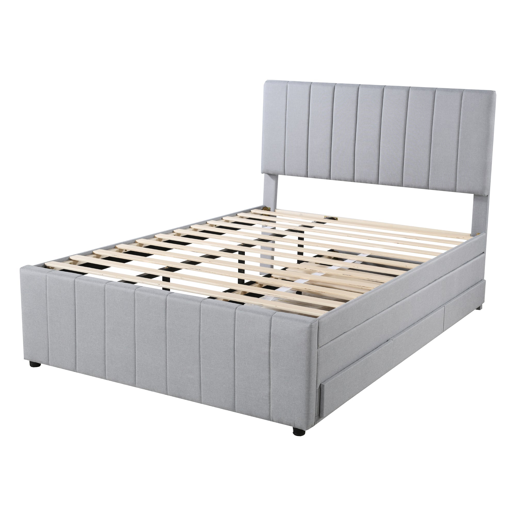Logidon gestoffeerd bed 140 x 200 cm met uitschuifbaar bed en lades grijs