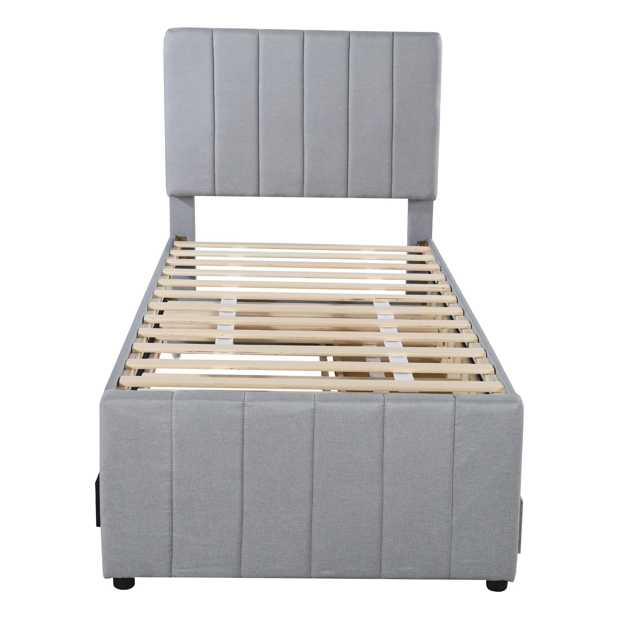 Logidon gestoffeerd bed 90x200 cm met onderschuifbed en opbergruimte grijs
