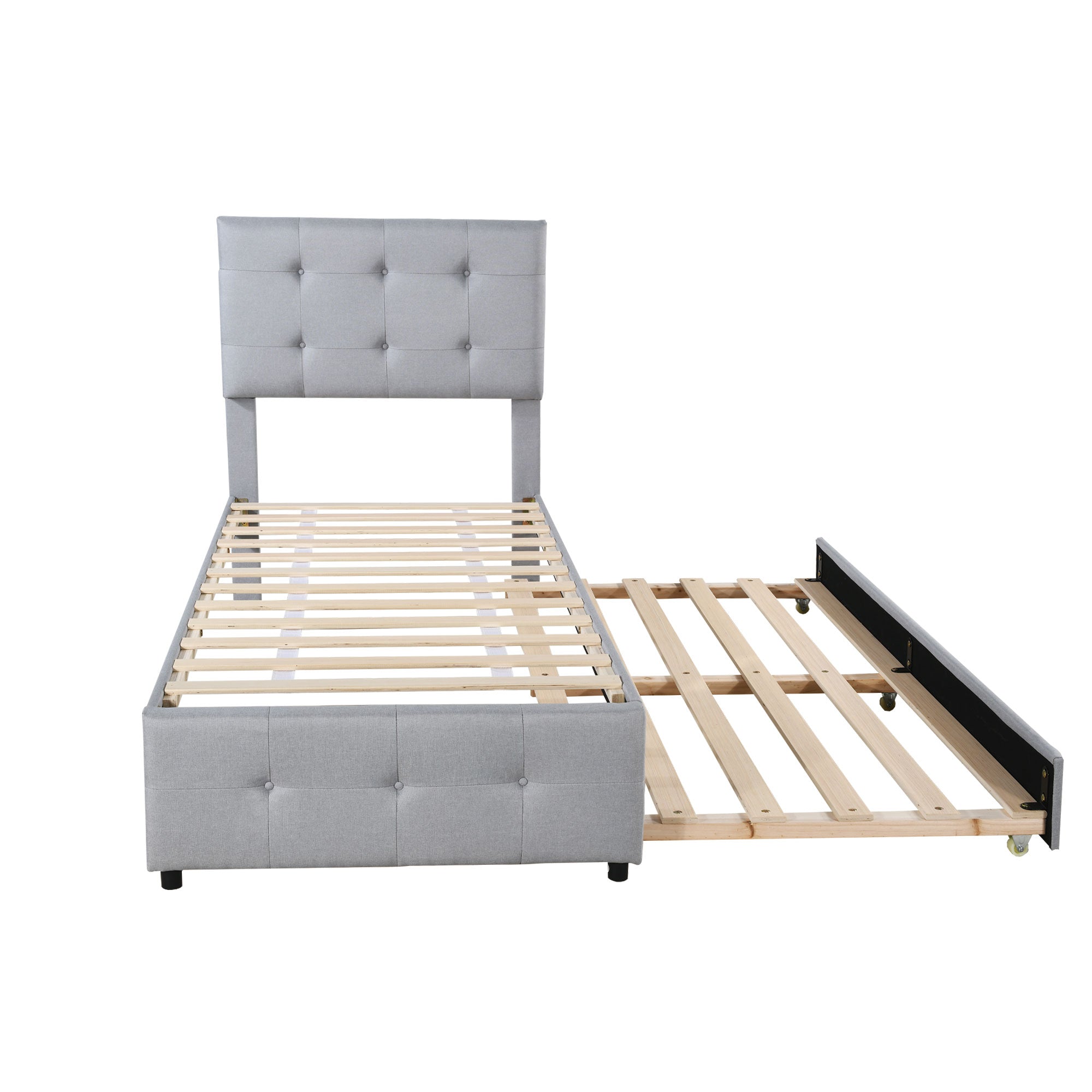 Logidon Upholstered Bed 90x200 Gray Extendable Bed Headboard Adjustable