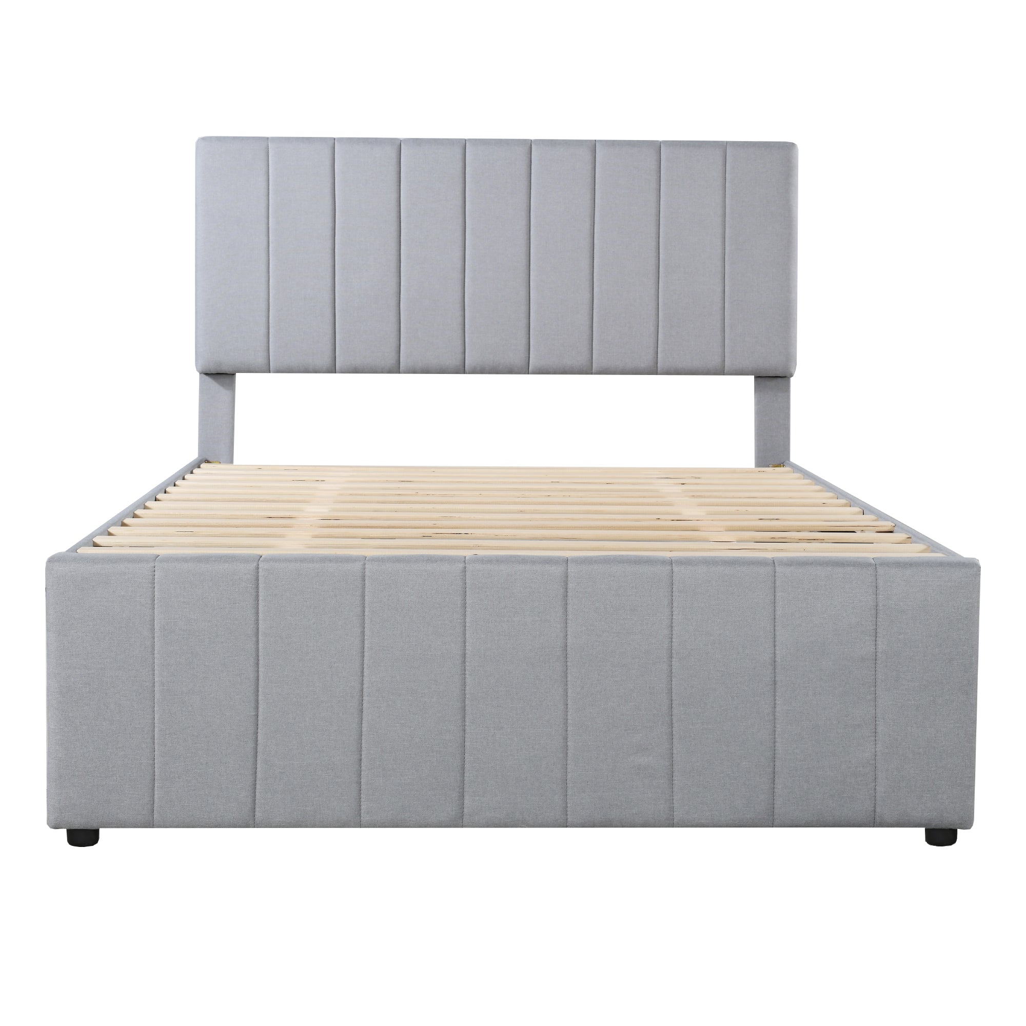 Logidon gestoffeerd bed 140 x 200 cm met uitschuifbaar bed en lades grijs