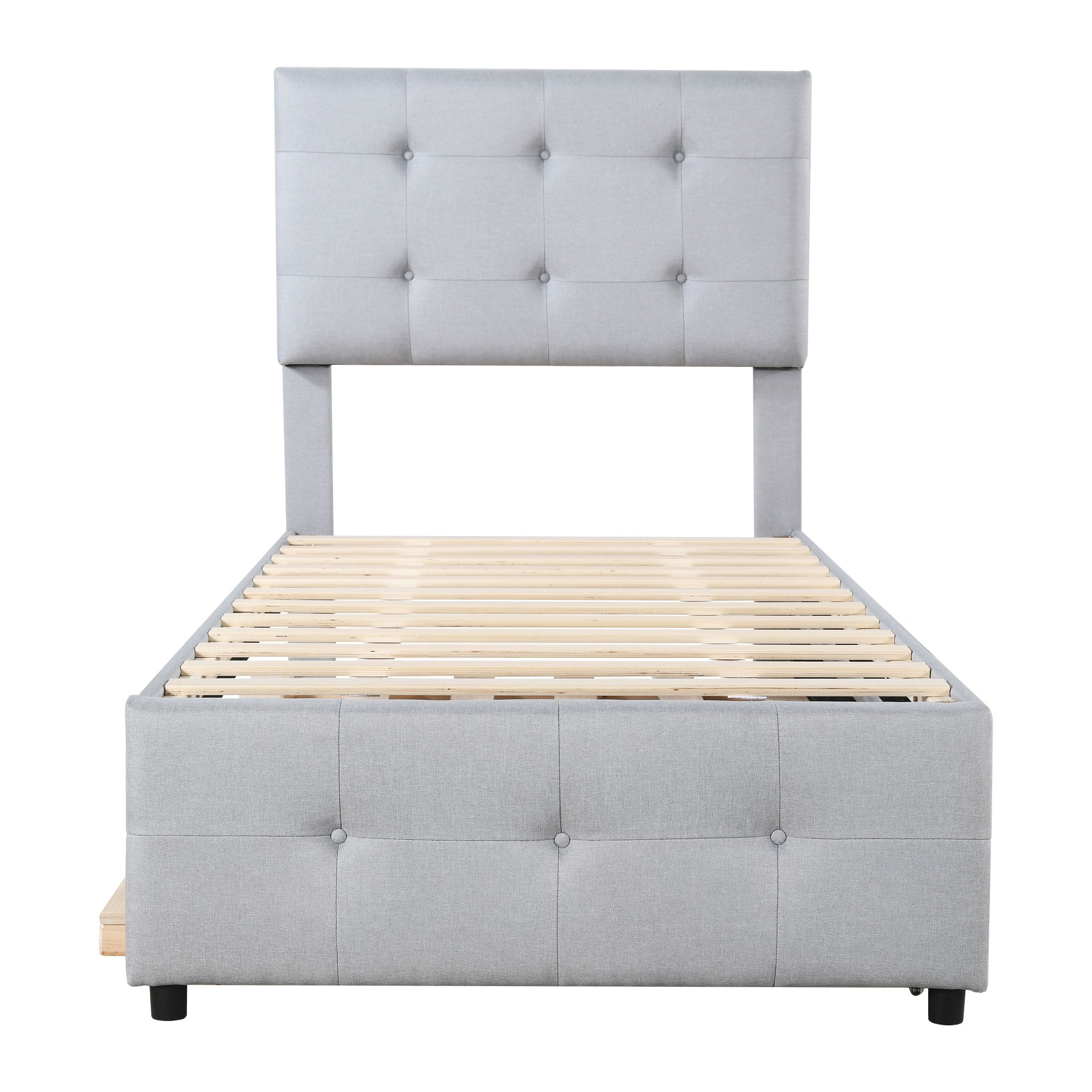 Logidon Upholstered Bed 90x200 Gray Extendable Bed Headboard Adjustable