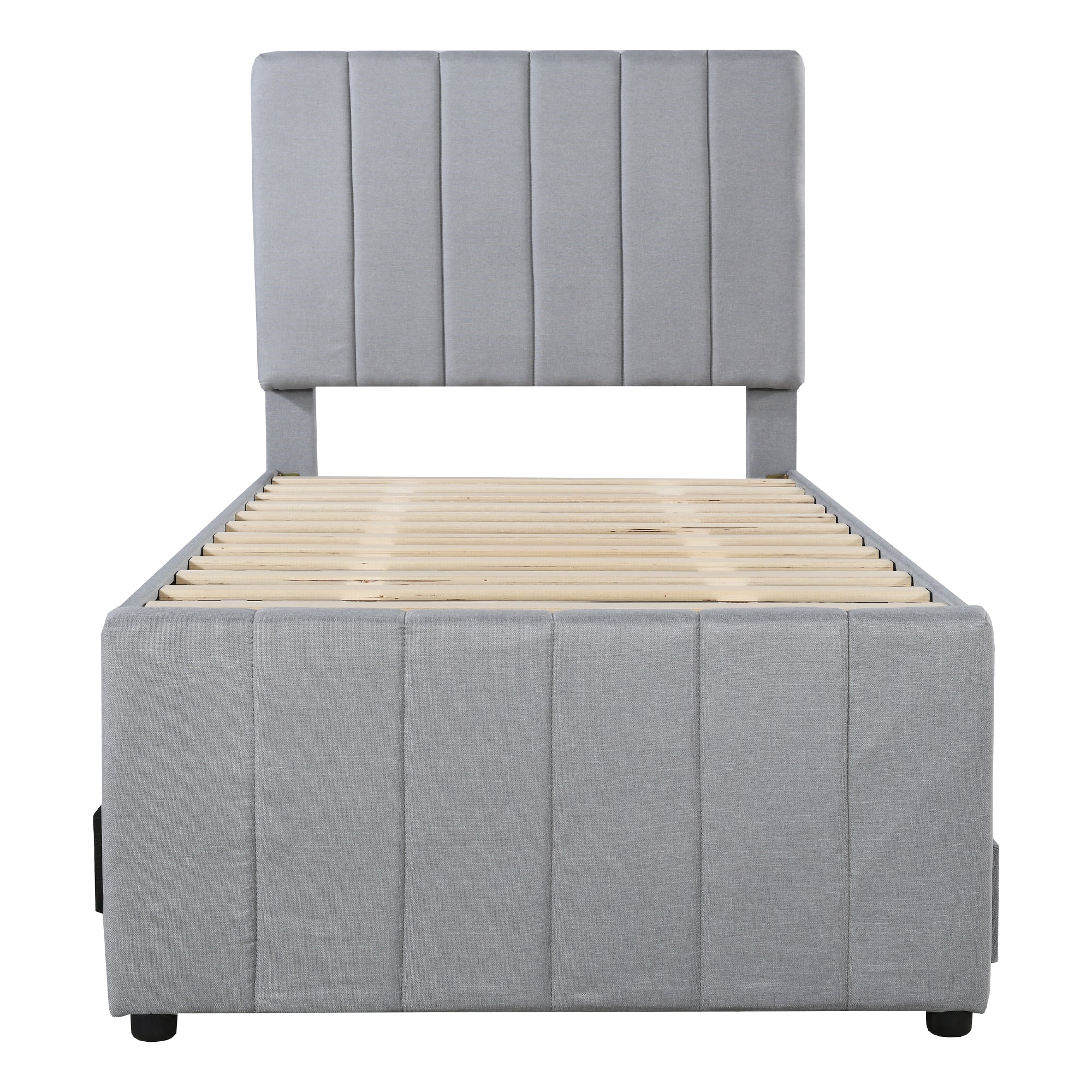 Logidon gestoffeerd bed 90x200 cm met onderschuifbed en opbergruimte grijs