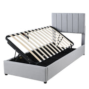 Logidon kinderbed gestoffeerd bed 90x200 cm grijs hydraulische opbergruimte