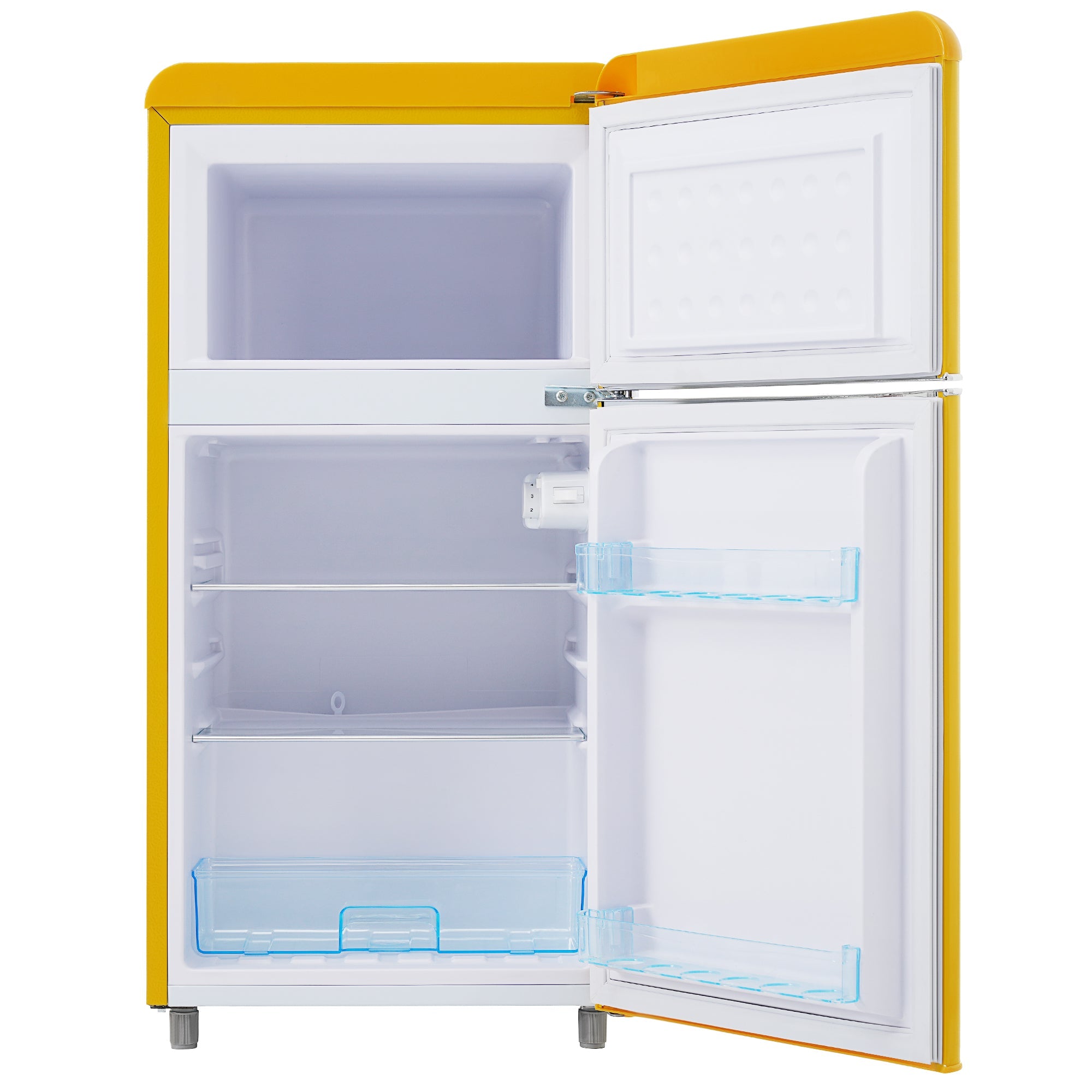 Logidon Retro Koelkast Geel 72 L dubbele deur, LED-licht, 120 kWh/jaar
