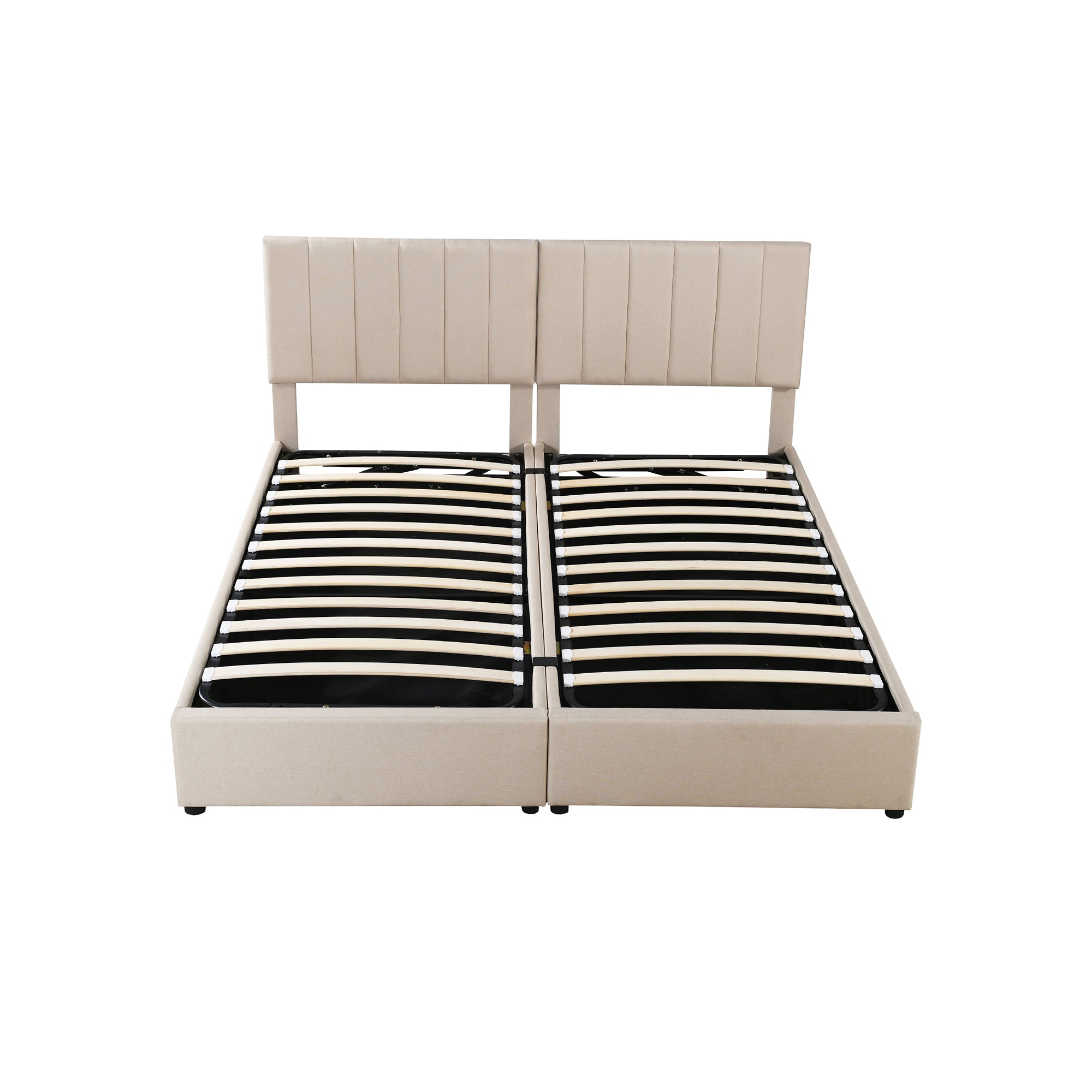 Logidon gestoffeerd bed 180x200 beige met hydraulische opbergruimte